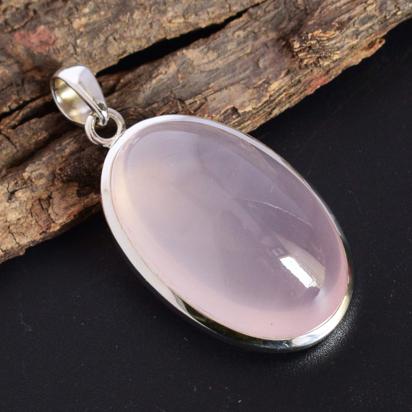 Rose Quartz Gemstone 925 Sterling Silver Pendant Necklace - Handmade Healing Crystal Jewelry Gift for Women, Girlfriend, Wife | Perfect for Meditation, Spiritual Healing & Everyday Elegance