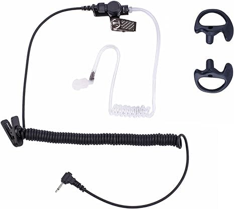 Professional Walkie Talkie Earpiece Headset - Clear Acoustic Tube with Retaining Clip & Medium Earmold (3.5mm Jack, 1 Pack) for Security, Construction, and Event Staff Communication