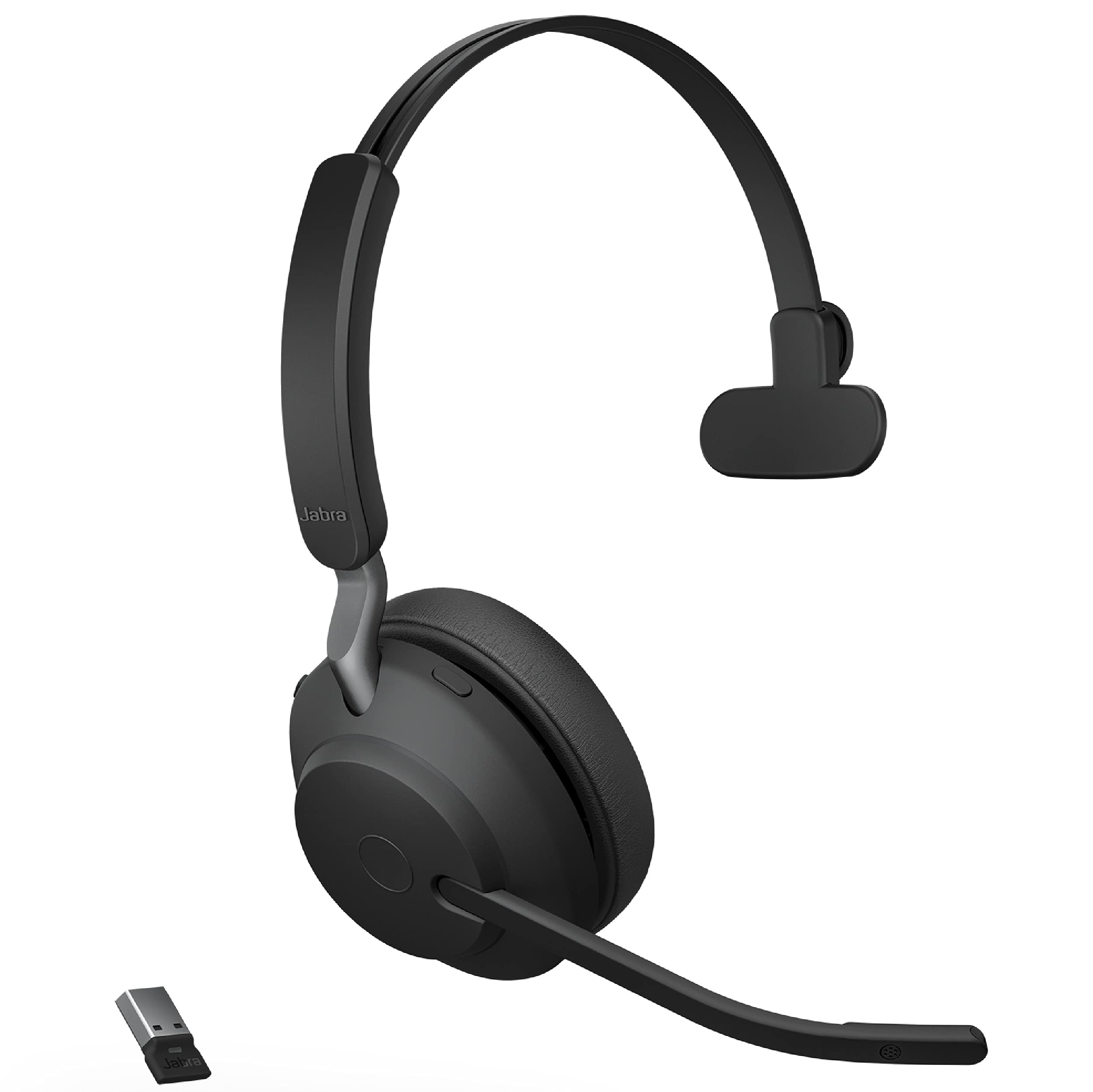 Jabra Evolve2 65 UC Wireless Mono Headset with Link380a (Black) - Bluetooth Headphones for Calls & Music, 37H Battery Life, Passive Noise Cancelling - Perfect for Office, Remote Work & Conference Calls