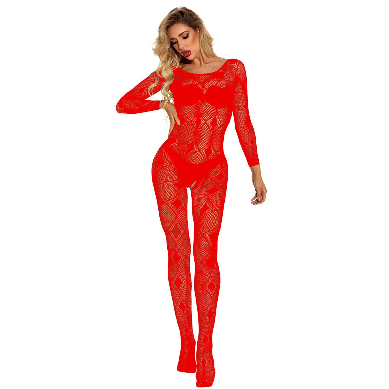 Sexy Women's Lace Floral Stockings Fishnet Bodysuit Lingerie - Romantic One Piece Teddy Sleepwear & Nightwear for Valentine's Day, Boudoir Photography, and Special Occasions
