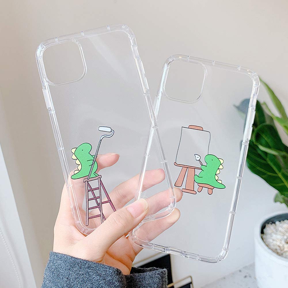Funny Dinosaur iPhone 11 Pro Max Case - Cute Animal Embossed TPU Rubber Cover | Slim Lightweight Shockproof Protective Phone Case for iPhone 11 Pro Max (Clear) | Perfect for Daily Use, Work & Outdoor Activities