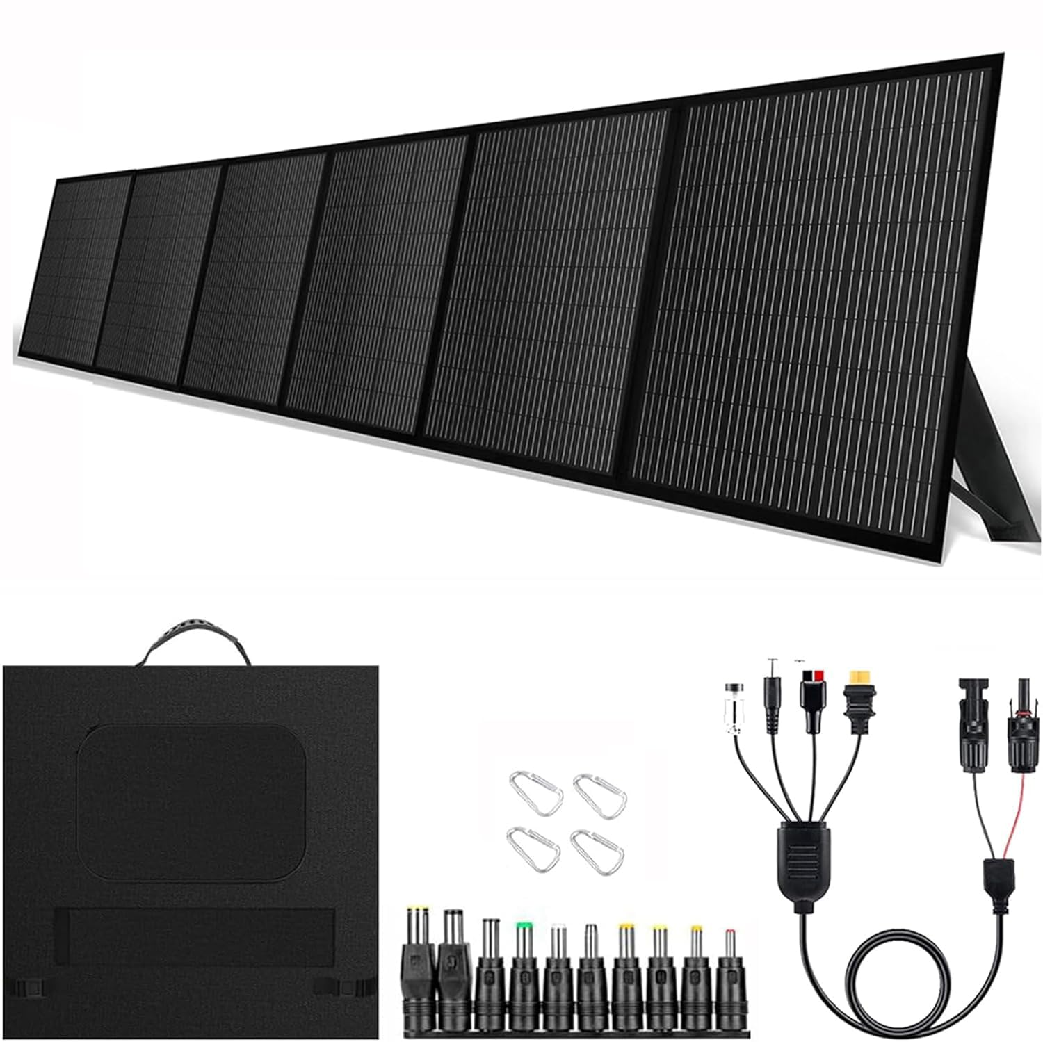 600W Foldable Solar Panel - High Efficiency 25.8% IP67 Waterproof Portable Solar Charger with 4-in-1 Cable for Power Station, Camping, RV, Off-Grid Living - Perfect for Outdoor Adventures & Emergency Power Backup