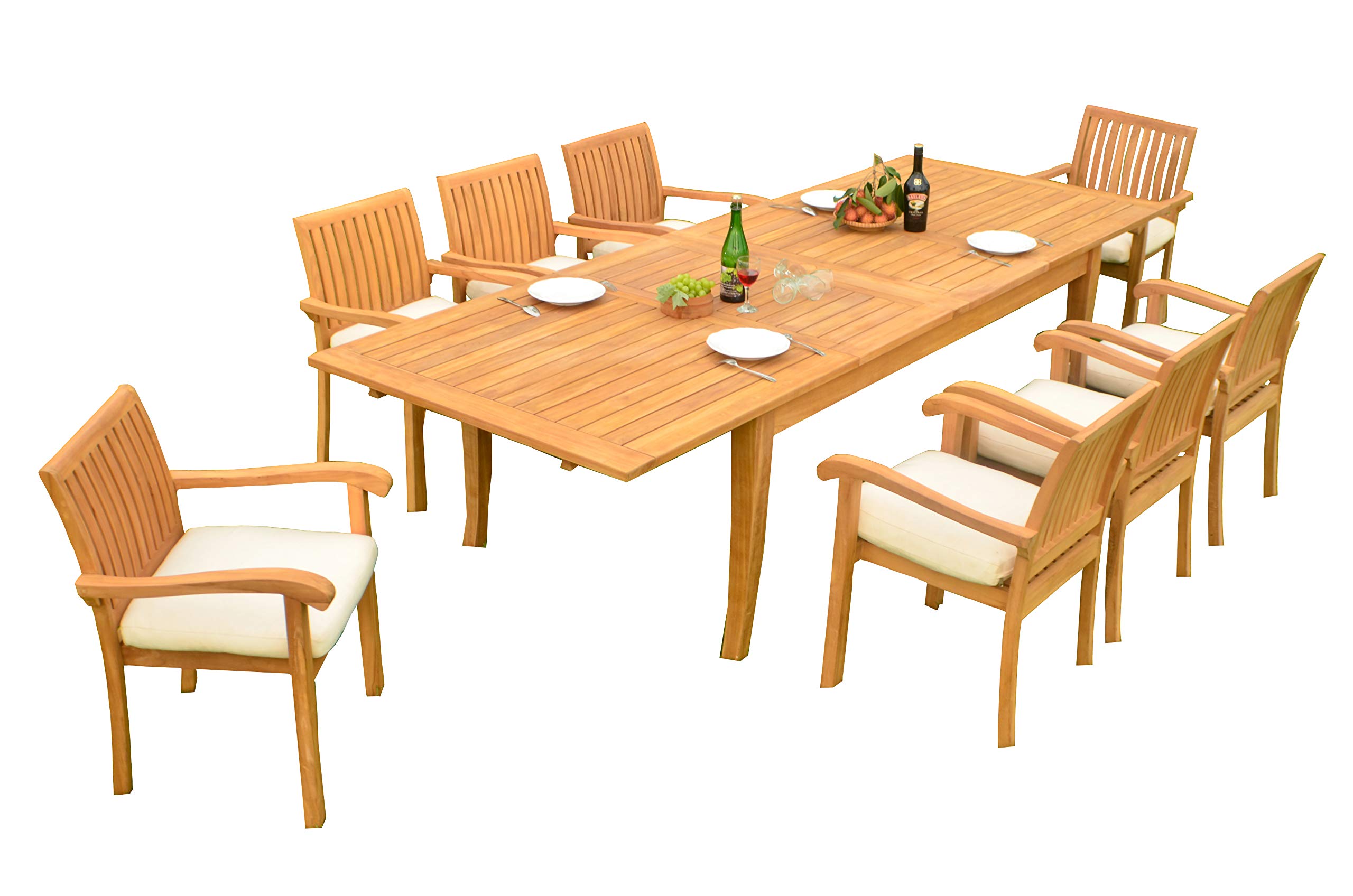 Premium 9-Piece Outdoor Patio Teak Dining Set - 118