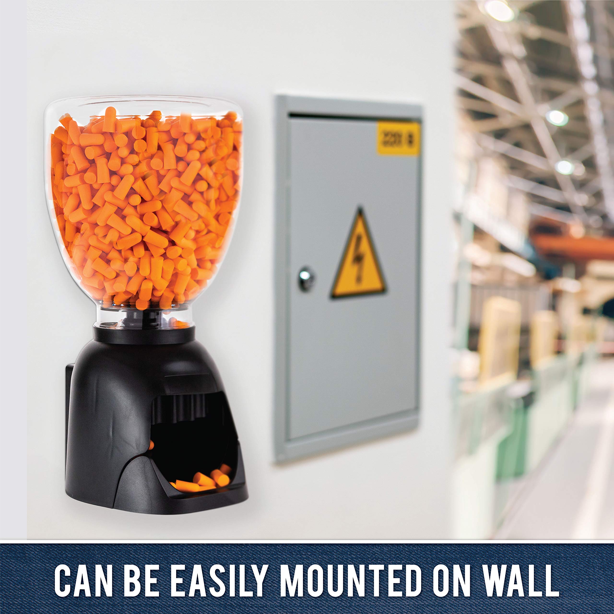 Wall Mount Foam Ear Plugs Dispenser - 500 Pair Refillable Hearing Protection Station | Noise Blocking High Decibel Safety Earplugs for Industrial, Construction & Sleeping | Bulk Disposable Ear Plugs for Work, Concerts & Travel