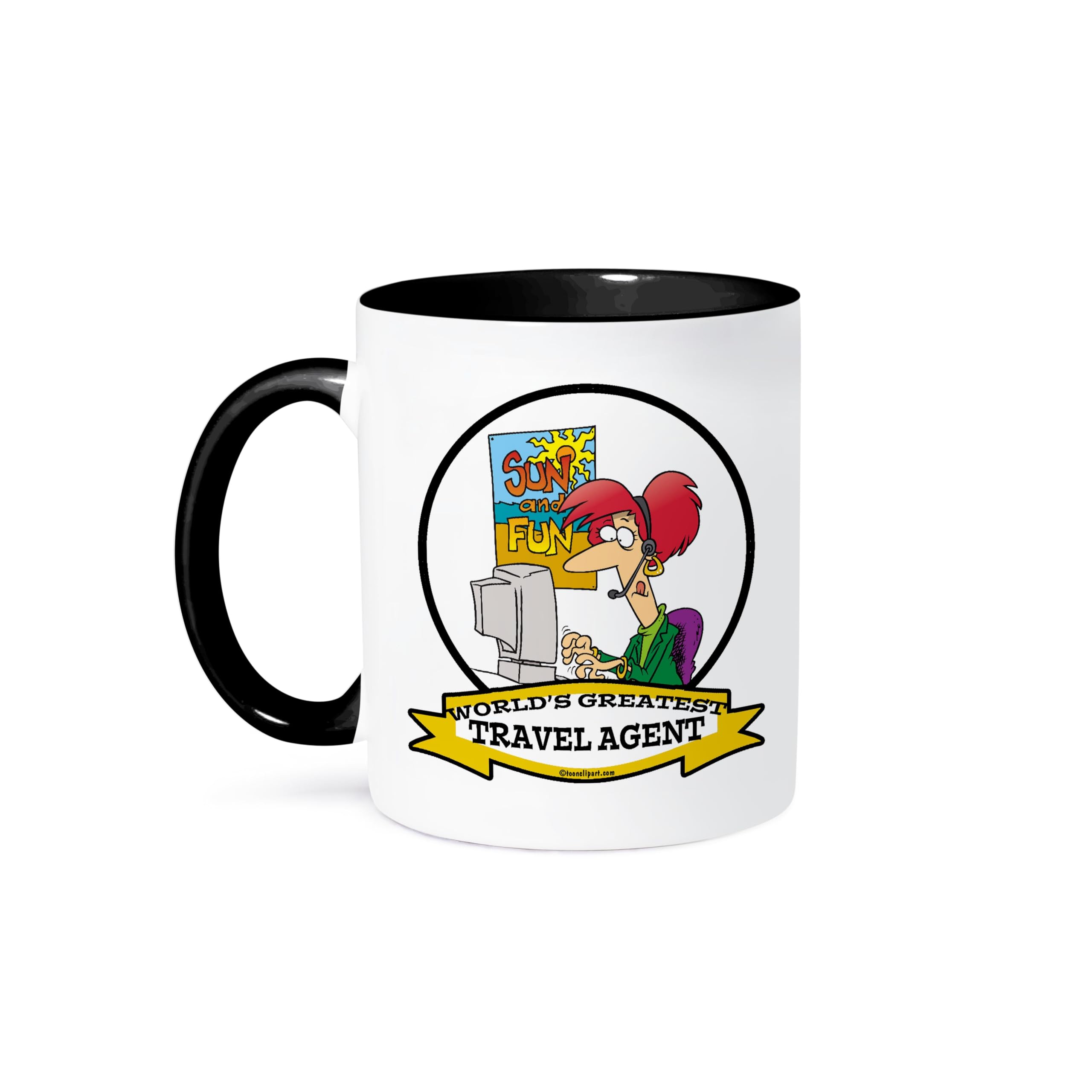 Funny Worlds Greatest Travel Agent Coffee Mug - 11oz Ceramic Cup with Cartoon Design - Perfect Gift for Travel Lovers & Office Use