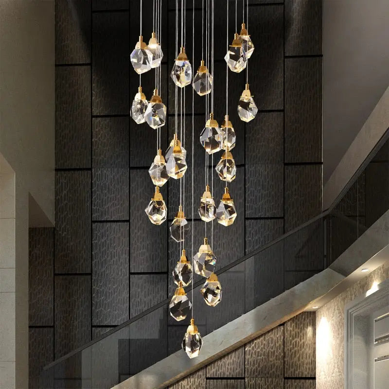 Modern Crystal Chandelier for High Ceiling Living Room - Elegant Lighting Fixture for Dining Room, Bedroom & Entryway - Perfect for Home Decor and Special Occasions