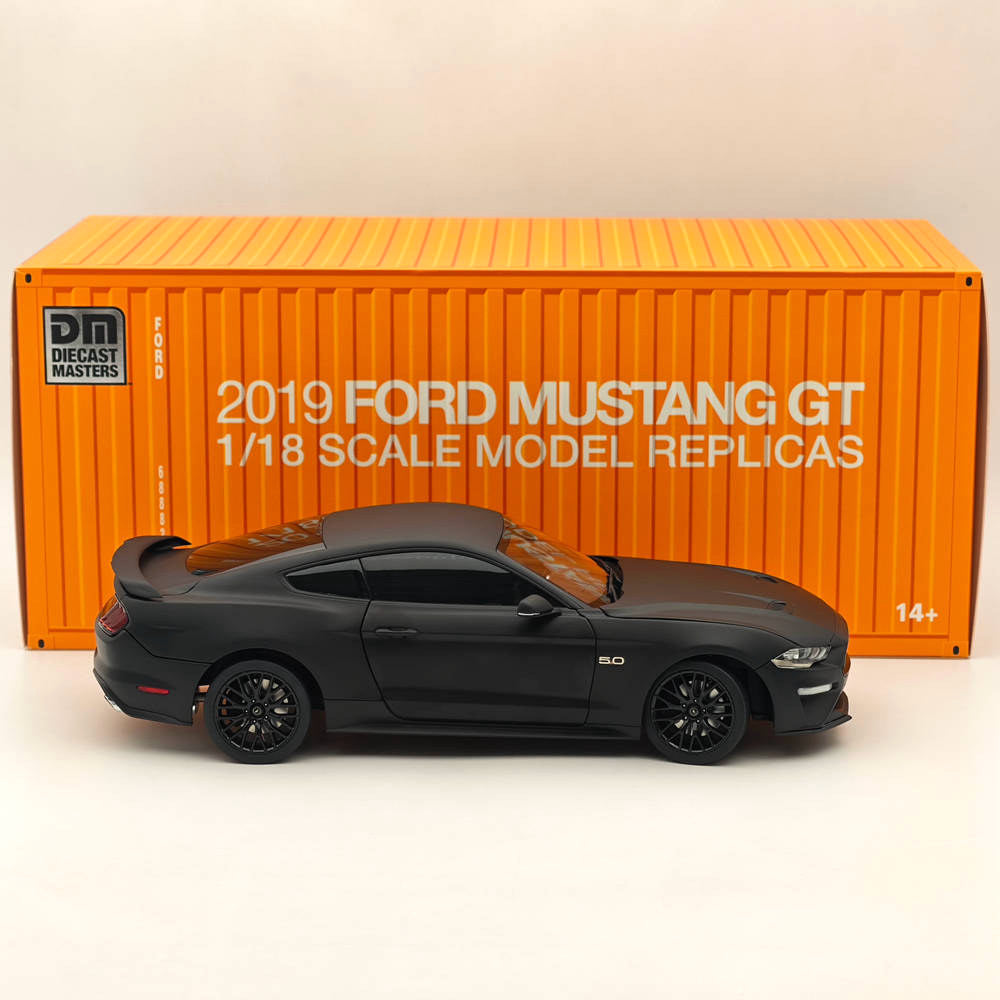 1/18 Scale Diecast Model Car - 2019 Ford Mustang GT Matte Black RHD - Highly Detailed Collectible Miniature for Display & Hobby Enthusiasts | Perfect for Office Decor, Car Shows & Gift Giving