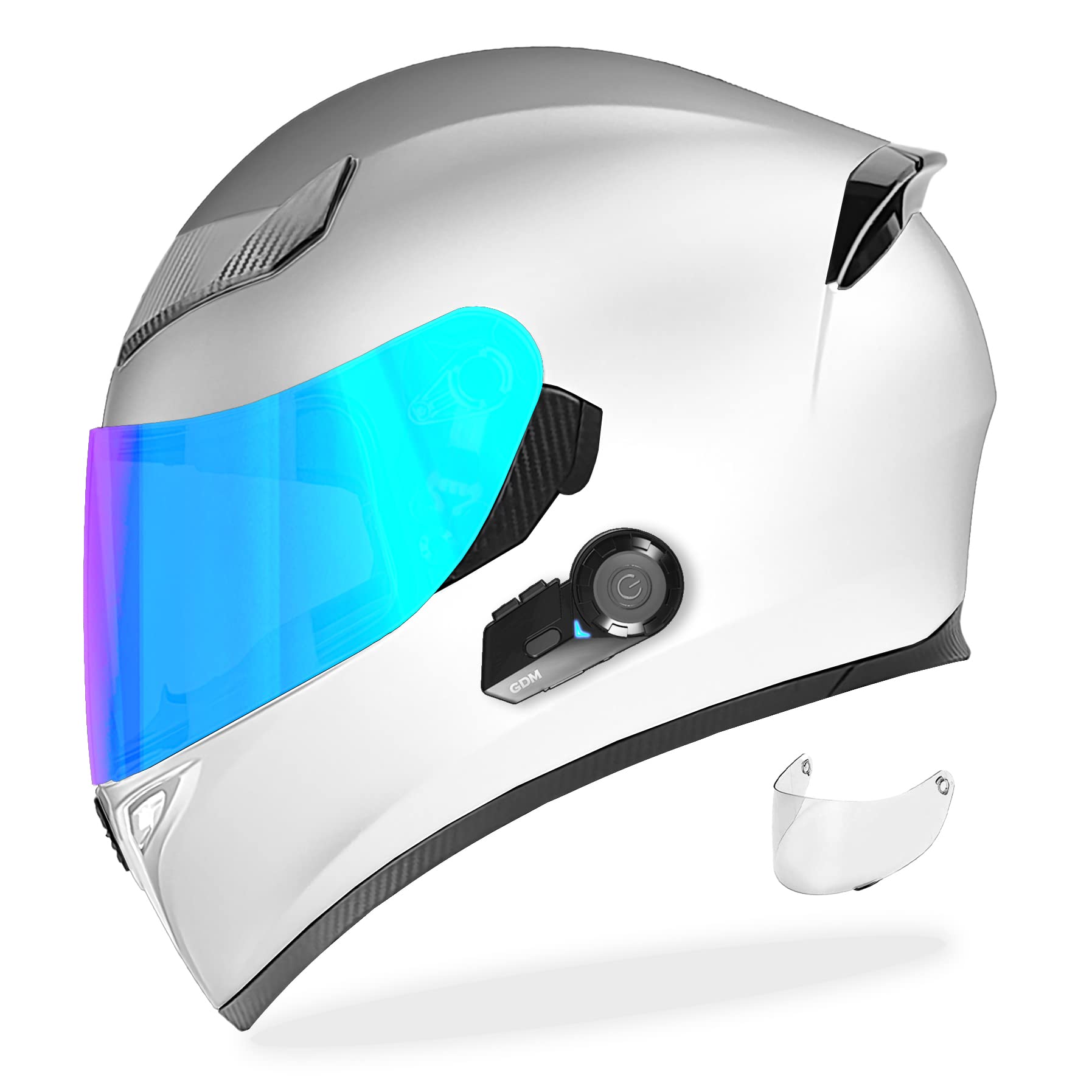 GDM Ghost Motorcycle Bluetooth Helmet with Supersonic Technology - Wireless Intercom for Riders, Ideal for Street Bikes & Long Distance Touring - Stay Connected on Group Rides & Highway Adventures - Perfect for Commuting, Road Trips, and Motorcycle Tours - Great for Urban Commuting, Weekend Getaways, and Cross-Country Adventures