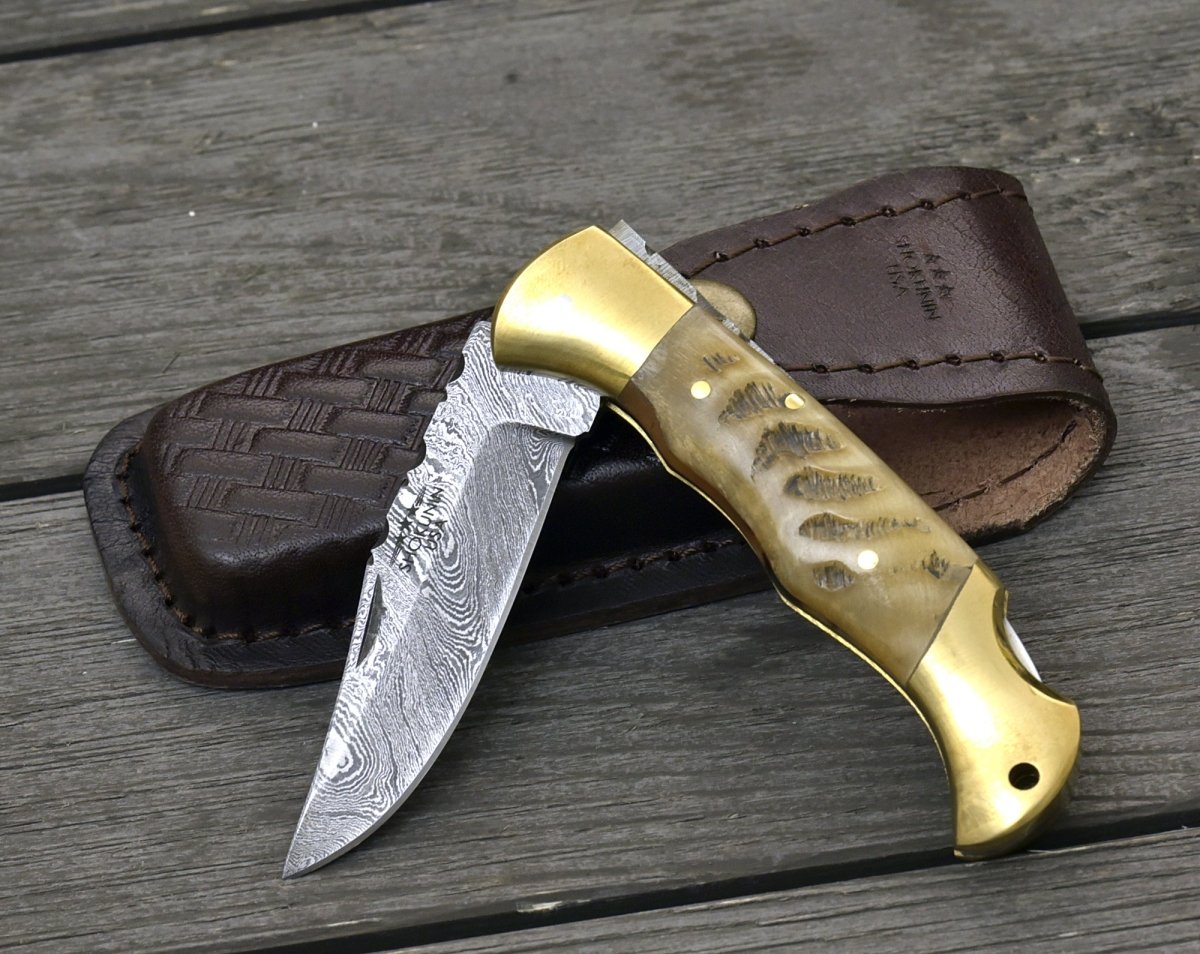 Premium Ram Horn Handle Pocket Knife - Compact, Durable & Sharp for Outdoor Adventures, Camping, Hiking & Everyday Carry (EDC)