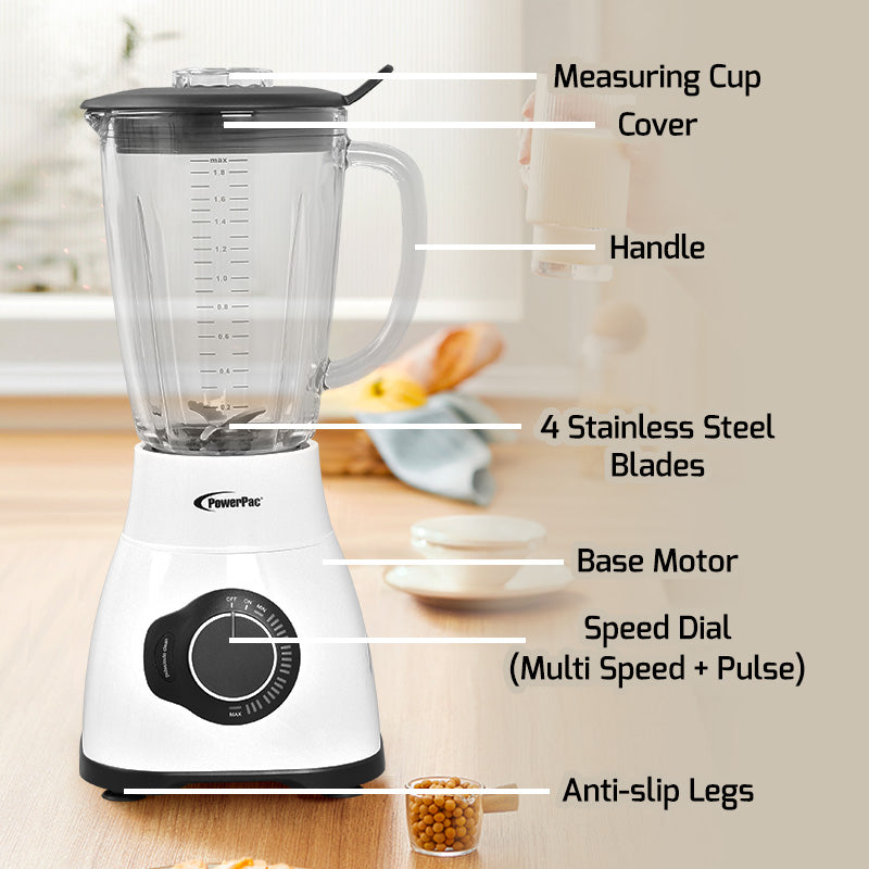 **1200W High-Speed Commercial Blender - Professional Bubble Tea & Smoothie Maker with Glass Jug (PPBL800) - Perfect for Cafes, Juice Bars & Home Kitchens**