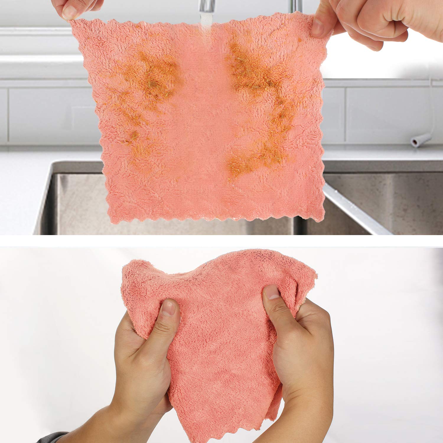 Kimteny Microfiber Cleaning Cloths - Super Absorbent & Lint Free Reusable Dish Towels for Kitchen, 10