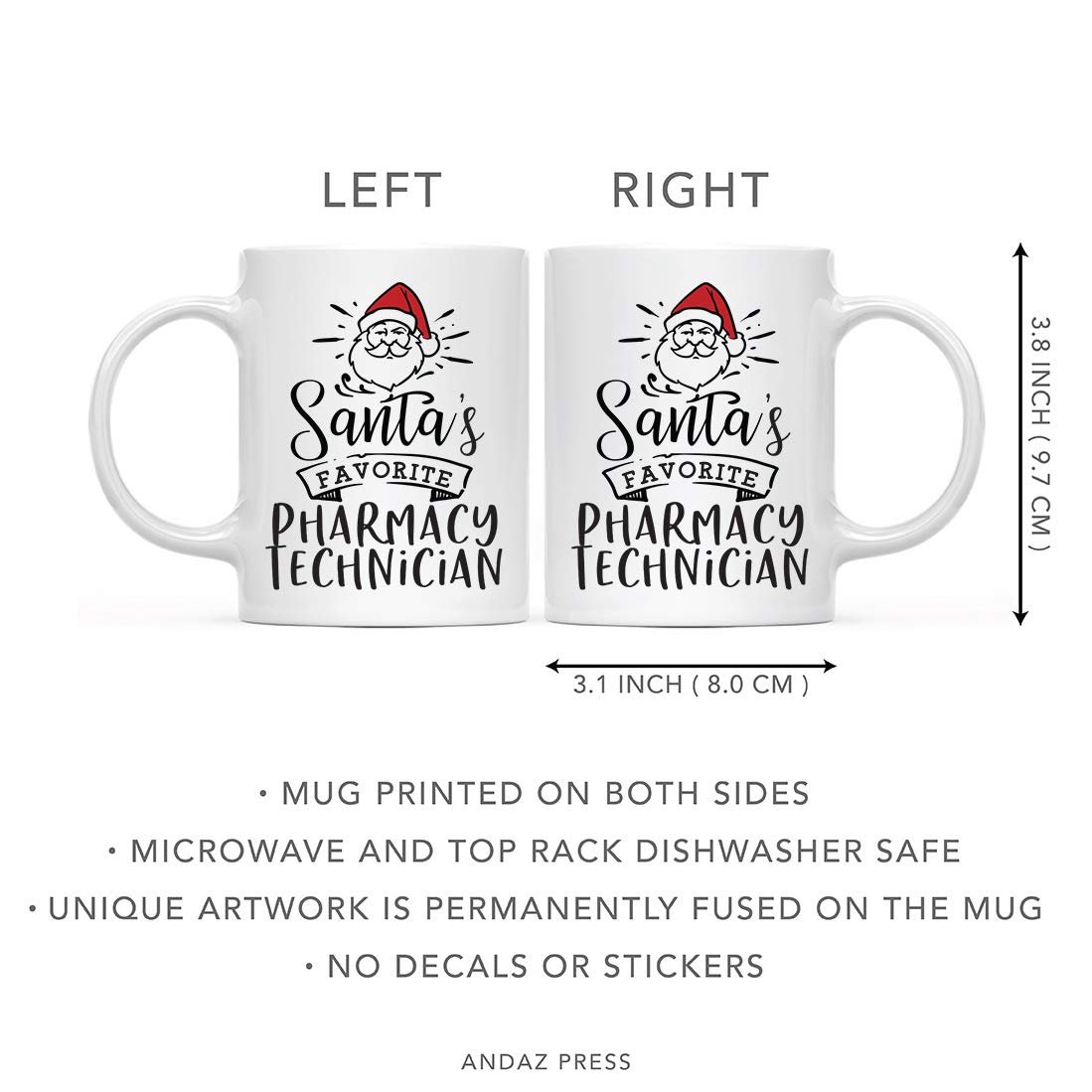 11oz Santa Claus Ceramic Coffee Mug - Christmas Gag Gift for Pharmacy Technicians, Coworkers, White Elephant Exchange (Includes Gift Box) | Perfect for Office Parties, Secret Santa & Holiday Cheer