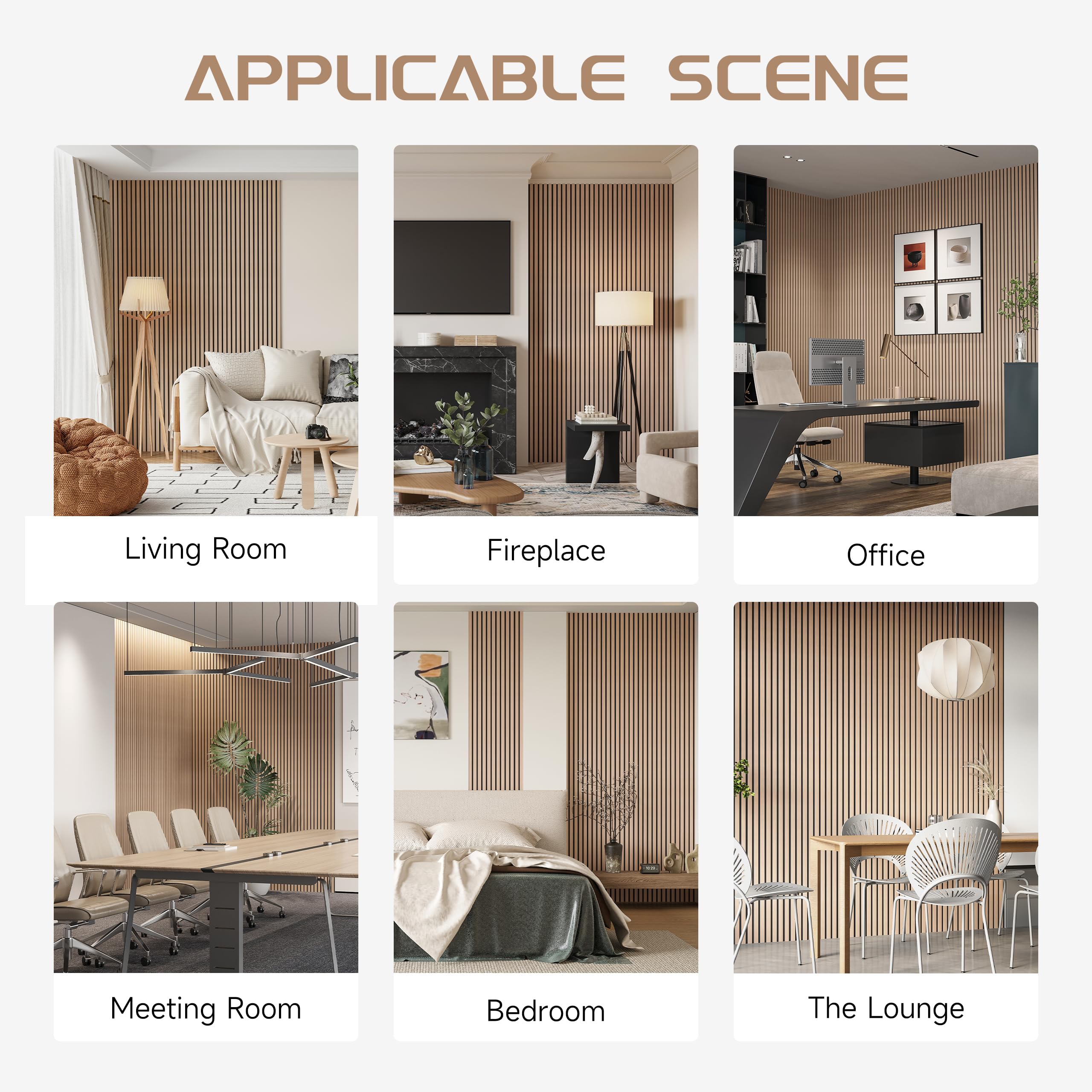 2 Pack Oak Wood Slat Wall Panels - 8x1 ft Decorative Acoustic Wood Panels with Felt Backing for Modern Interior Wall Decor | Bedroom, Living Room, Office & Commercial Space Soundproofing