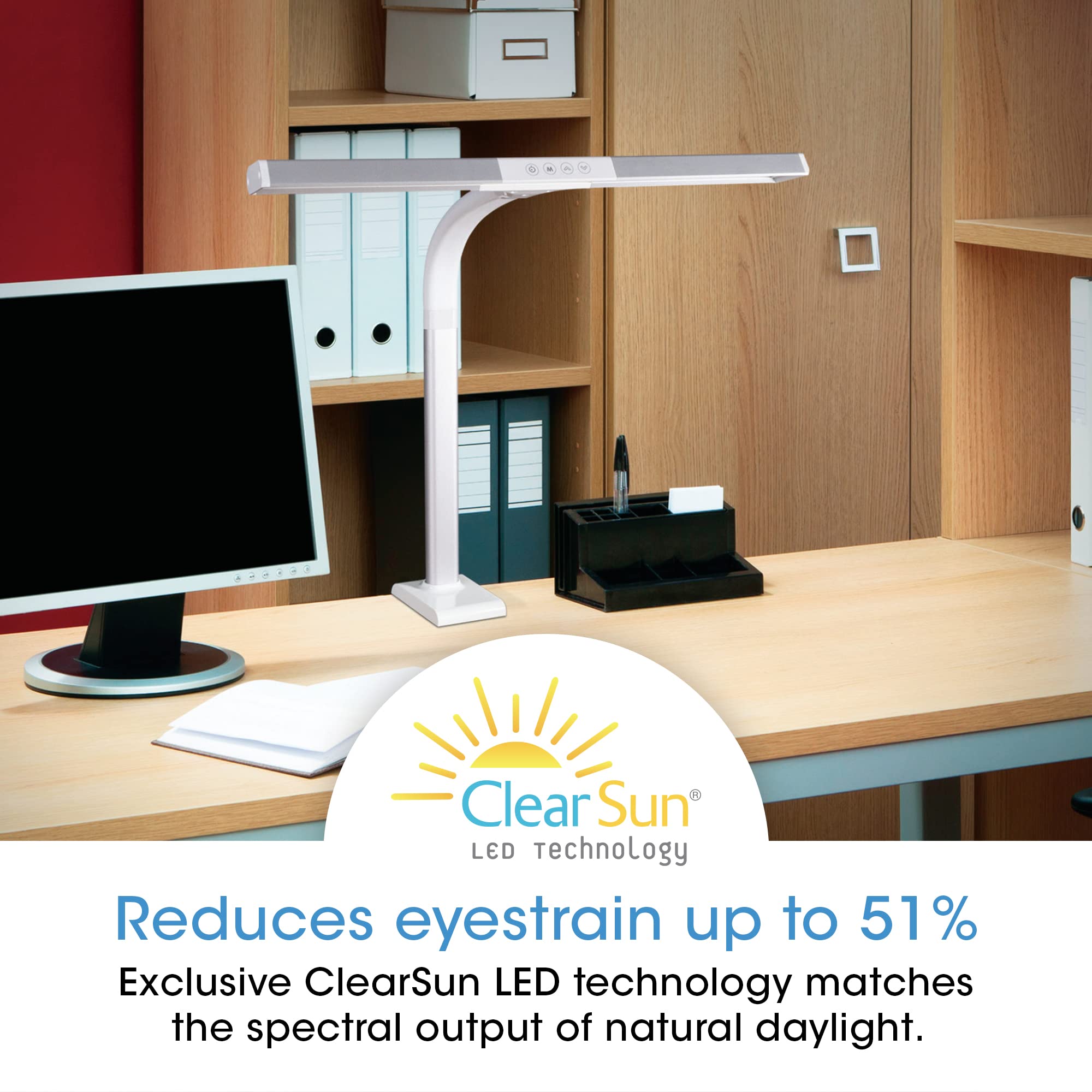 OttLite LED Clamp Desk Lamp - 3 Color Temperatures for Home & Office