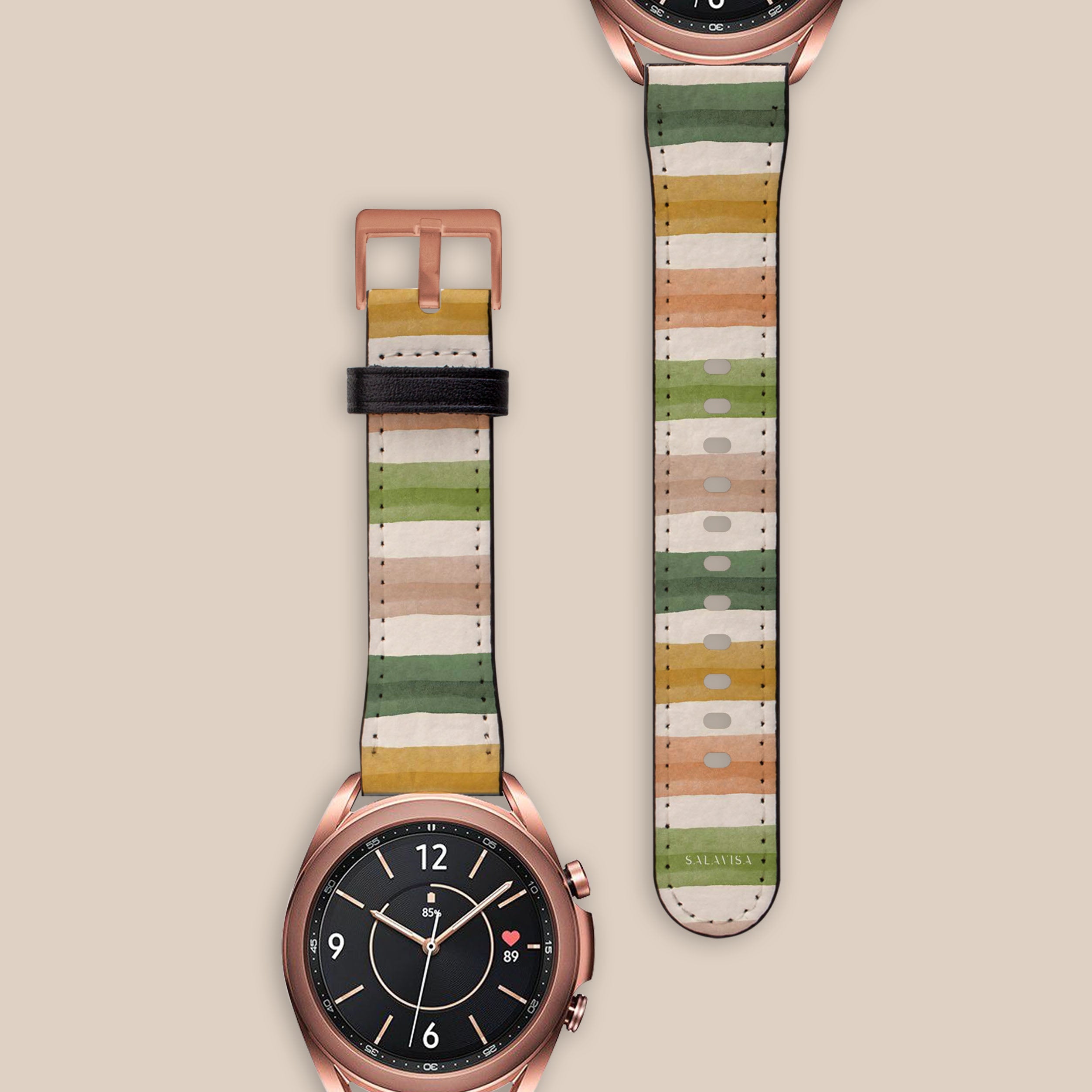 Premium Galaxy Watch Band - Handcrafted Earthy Lines Design - Compatible with Samsung Galaxy Watch 4/5/6 - Stylish & Durable for Workouts, Running & Everyday Wear