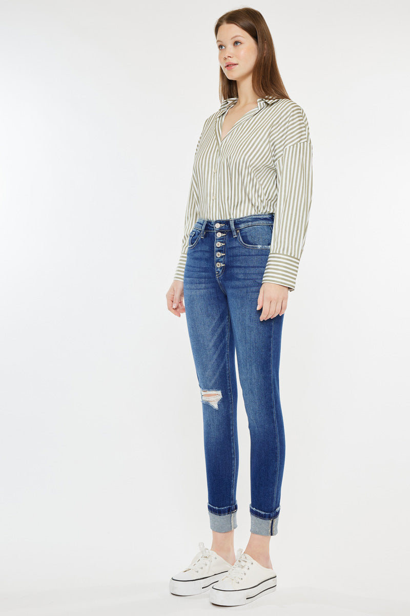 Sparrow High Rise Cigarette Leg Jeans for Women - Slim Fit Stretch Denim Pants - Perfect for Work, Casual Outfits & Night Out