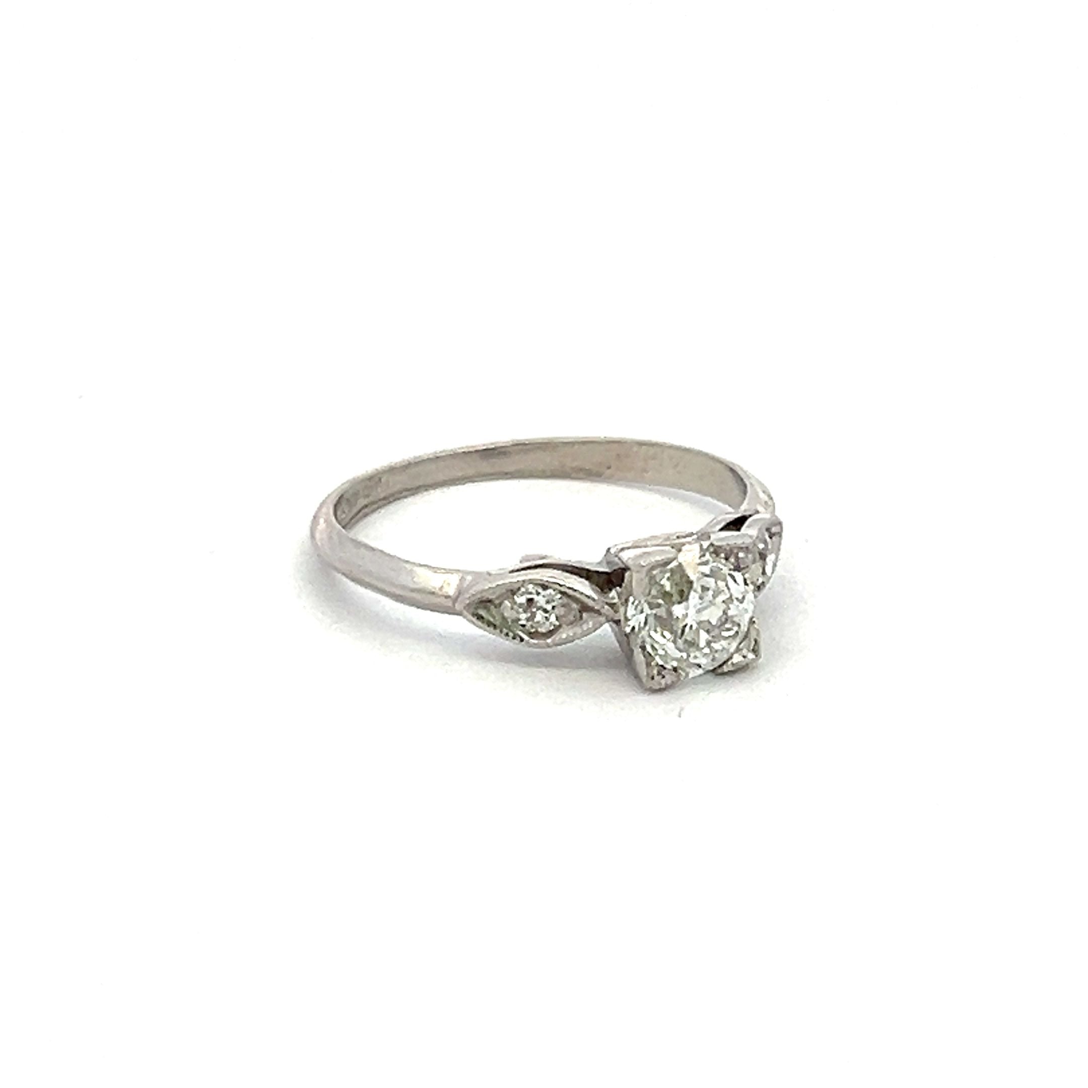 0.74 Carat Old European Cut & Round Diamond Platinum Engagement Ring – Vintage Style Wedding Band for Brides & Anniversaries