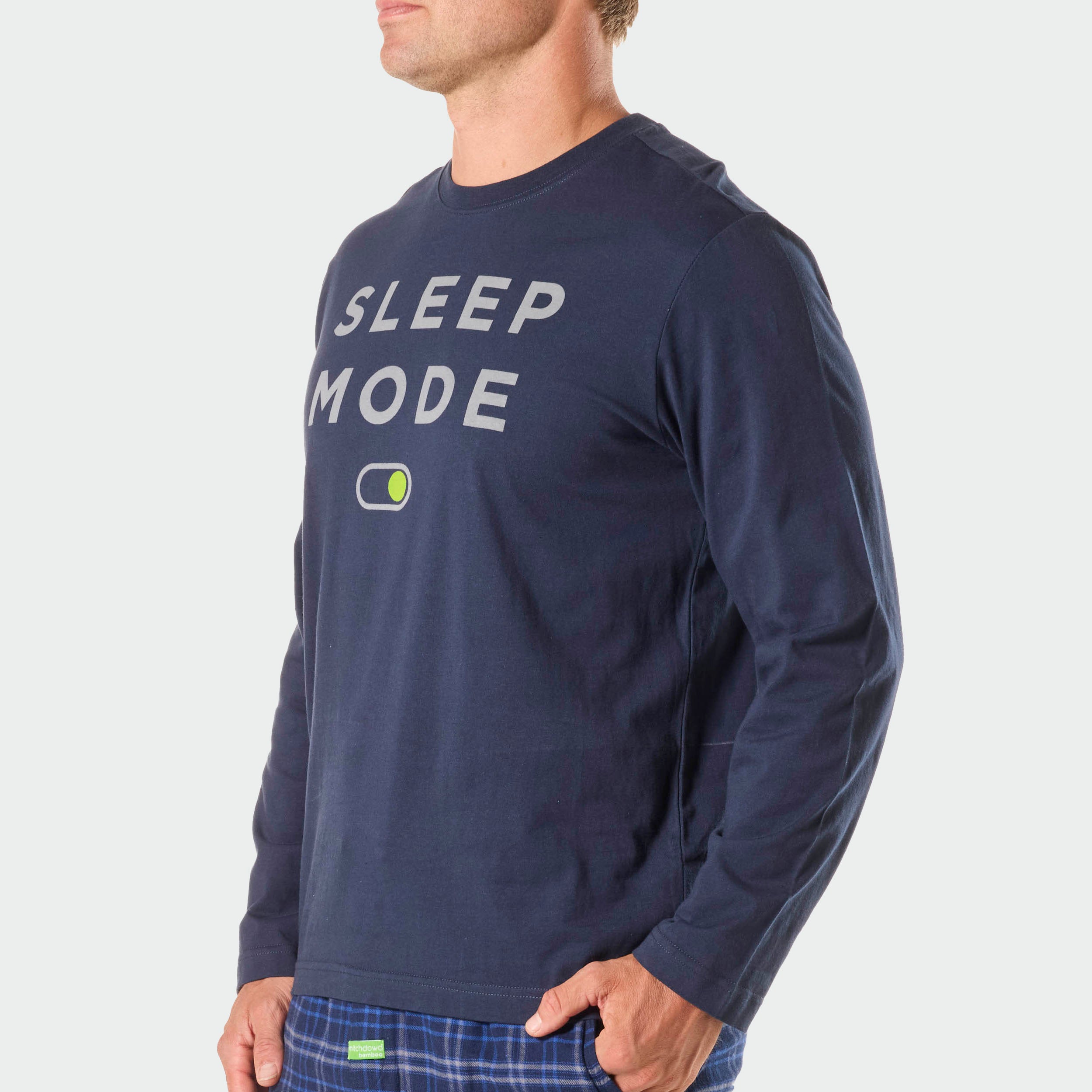 Men's Soft Cotton Long Sleeve Sleep Shirt - Comfortable Nightwear for Relaxing at Home - Navy Blue
