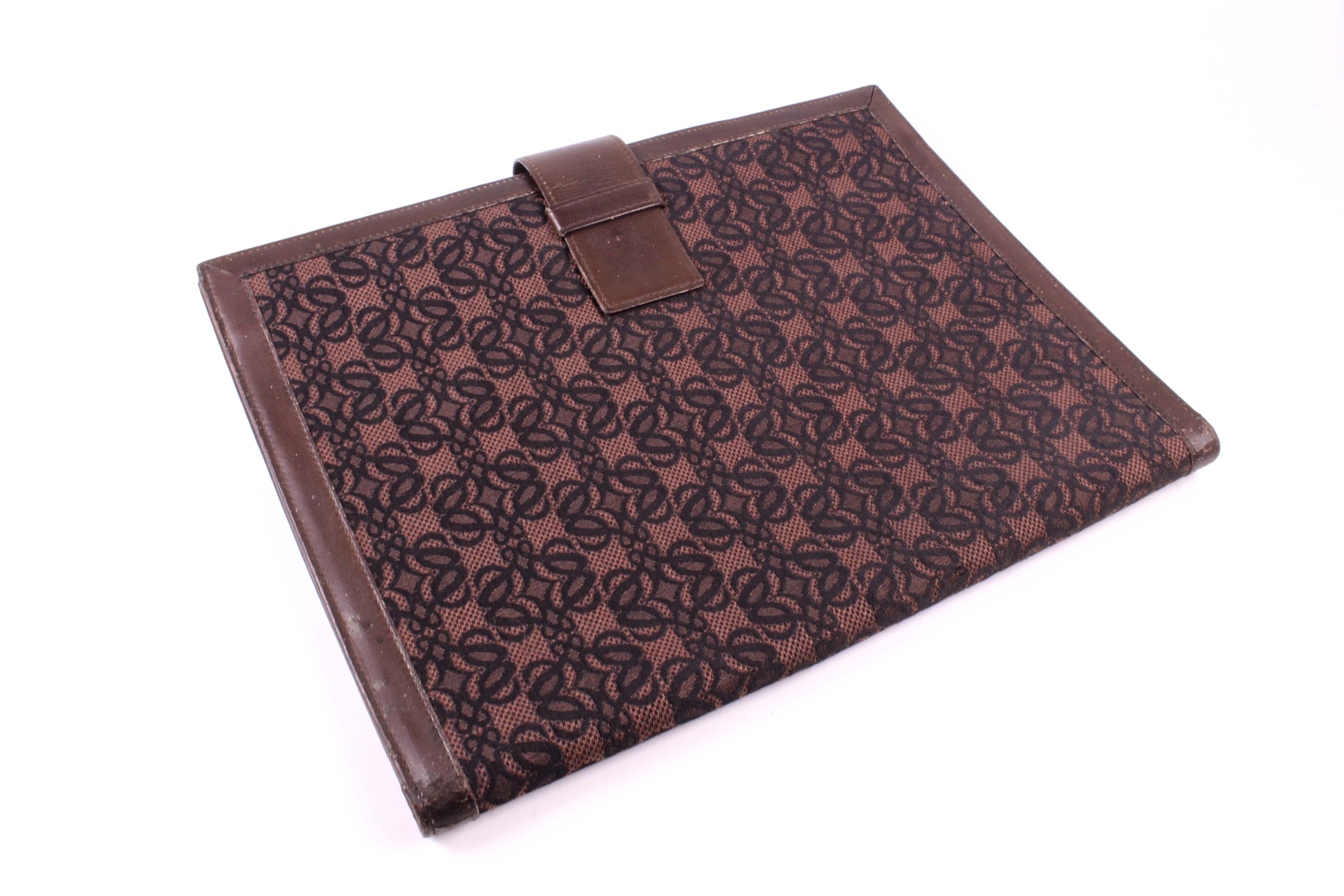 LOEWE Brown Canvas and Leather Logo Briefcase for Men - Stylish Business Laptop Bag for Work, Office & Travel | Durable Designer Messenger Bag