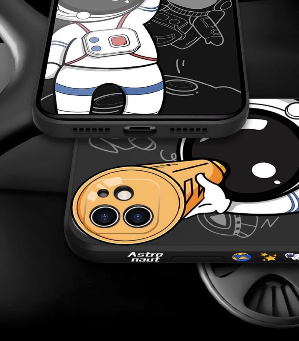 **Astronaut Phone Case for iPhone 13 12 11 Pro Max XS Max XR X 8 7 Plus - Soft Silicone Bumper Cover with Lanyard - Cute & Durable for Everyday Use**