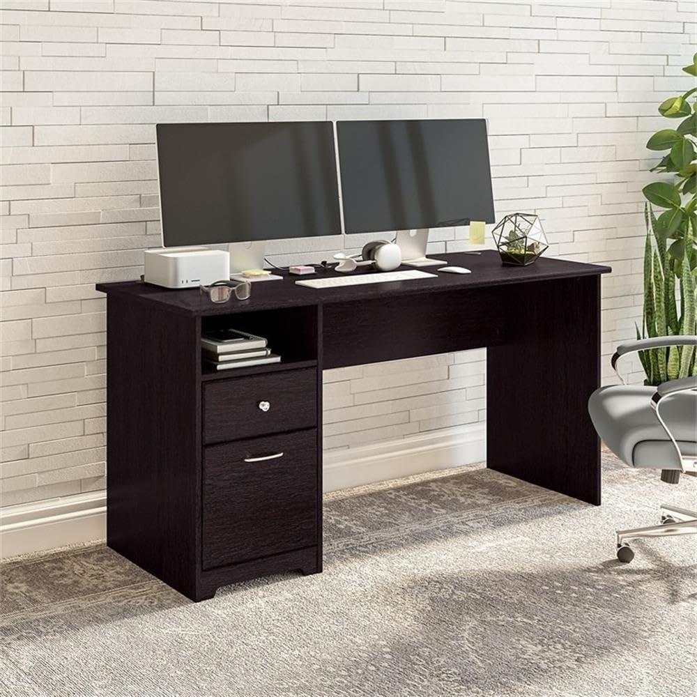Atlin Designs 60 Inch Modern Wooden Computer Desk with Storage Drawers - Espresso Oak Finish for Home Office, Gaming & Workspace