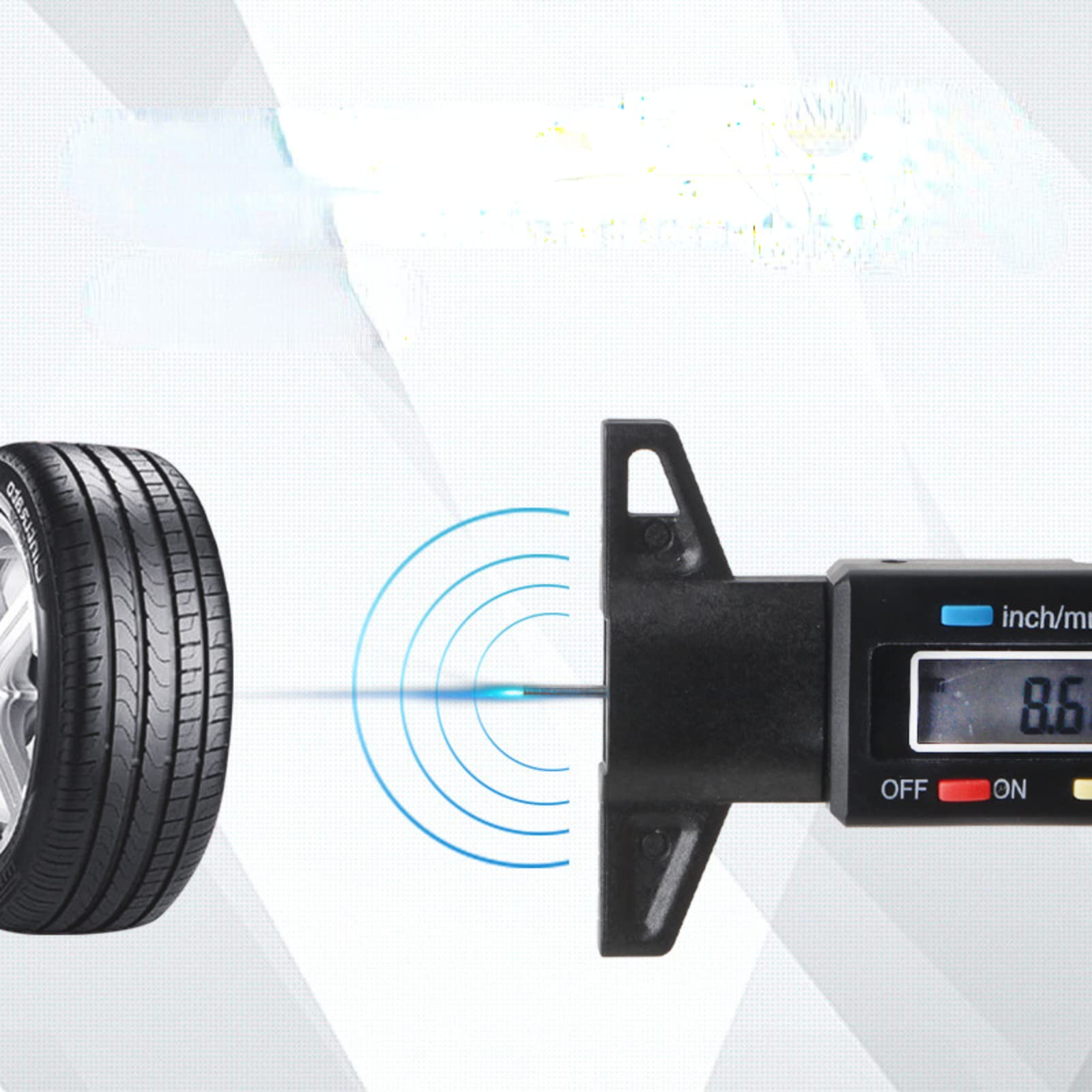 Digital Tire Tread Depth Gauge - LCD Display with Inch/MM Conversion | Accurate Tire Wear Checker for Cars, Motorcycles, Trucks, Vans & SUVs (Blue) | Perfect for DIY Auto Maintenance & Fleet Safety Inspections