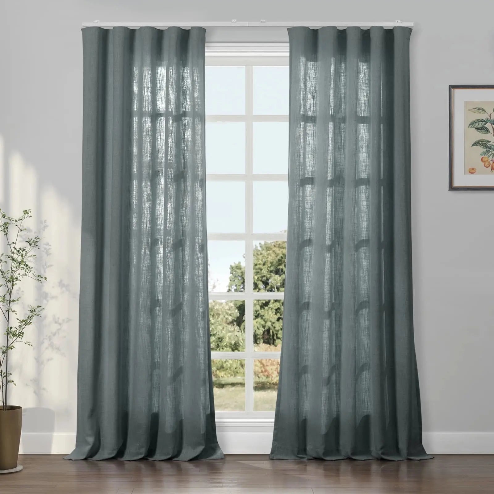 Liz Linen Ripple Fold Drapery Curtains - Elegant Window Treatments for Living Room & Bedroom Decor