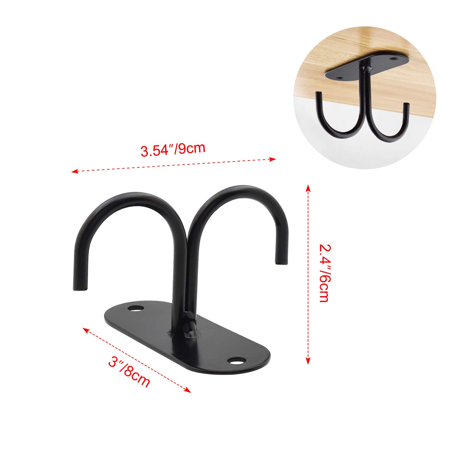 Rustic Under Cabinet Mug Hooks - 6 Pack Black Coffee Cup Holder Organizer Rack for Kitchen, Shelf Hanging Hooks Perfect for Mugs, Tea Cups & Utensils Display - Ideal for Small Spaces, Coffee Bars & Home Organization
