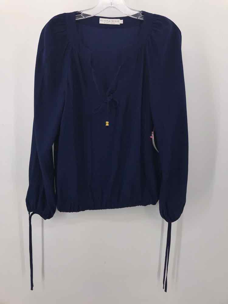 Vintage Alice & Trixie Navy Blue Long Sleeve Blouse Size Small - Perfect for Office Wear, Date Nights & Casual Outfits