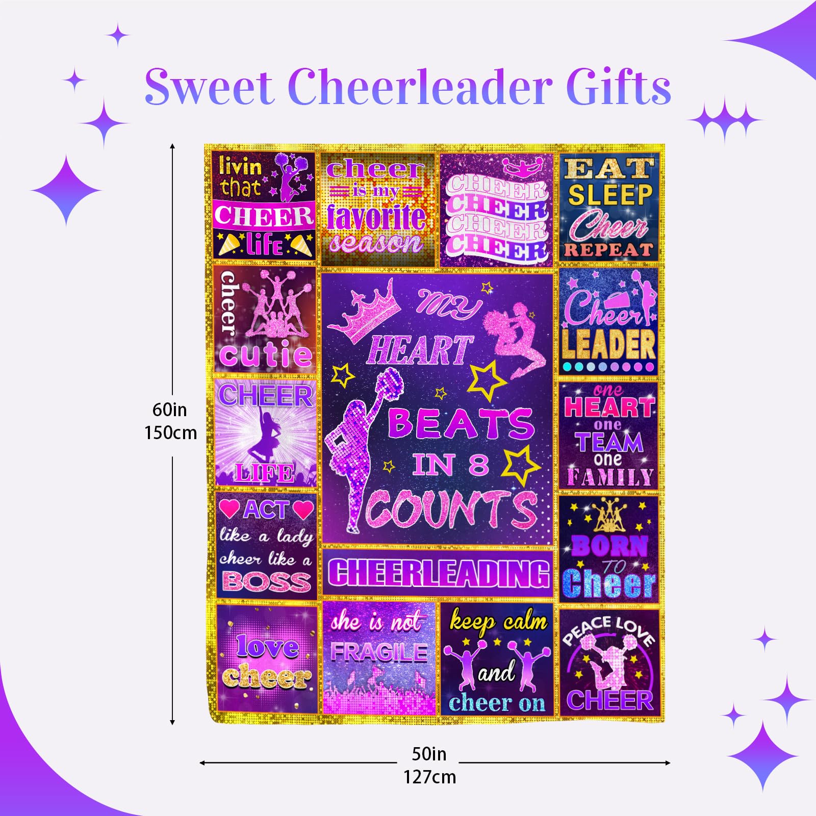 Cheerleader Gifts Bulk - 60x50 Inch Soft Cheerleading Blanket for Team, Coach & Girls - Perfect for Games, Competitions & Team Spirit Gifts