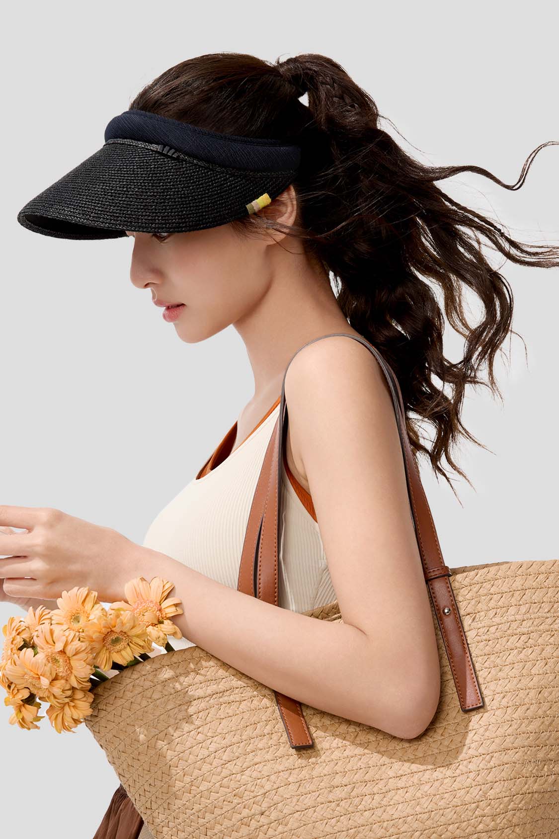 Aero Women's Open Top Black Gel Straw Hat UPF 100+ Sun Protection - Perfect for Beach, Pool, Gardening & Outdoor Activities