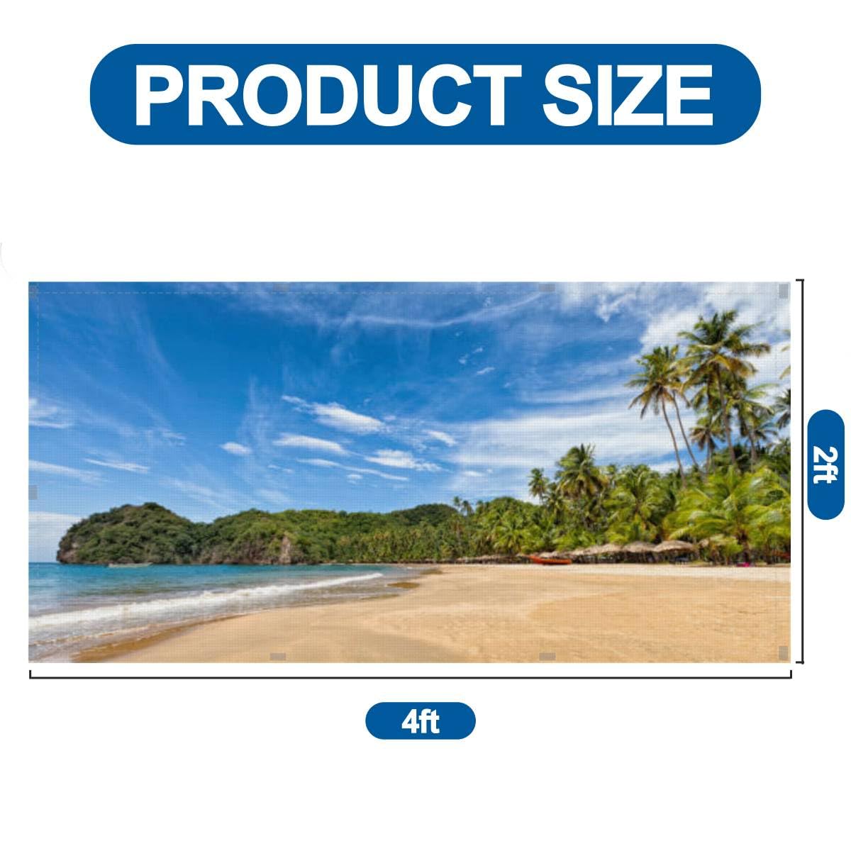 4 Pack Fluorescent Light Covers - Tropical Caribbean Beach Coconut Trees Design, 4' x 2' Decorative Magnetic Ceiling Light Panels for Classroom, Office & Home - Create Relaxing Coastal Vibes in Any Space