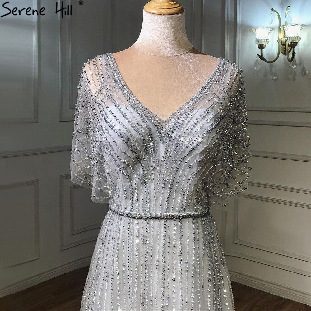 Luxury Dubai Red A-Line Evening Dress with Beading & Crystal Details - Sexy Formal Gown for Women 2025 - Half Sleeves Elegant Party Dress - Perfect for Prom, Gala, Wedding & Special Occasions