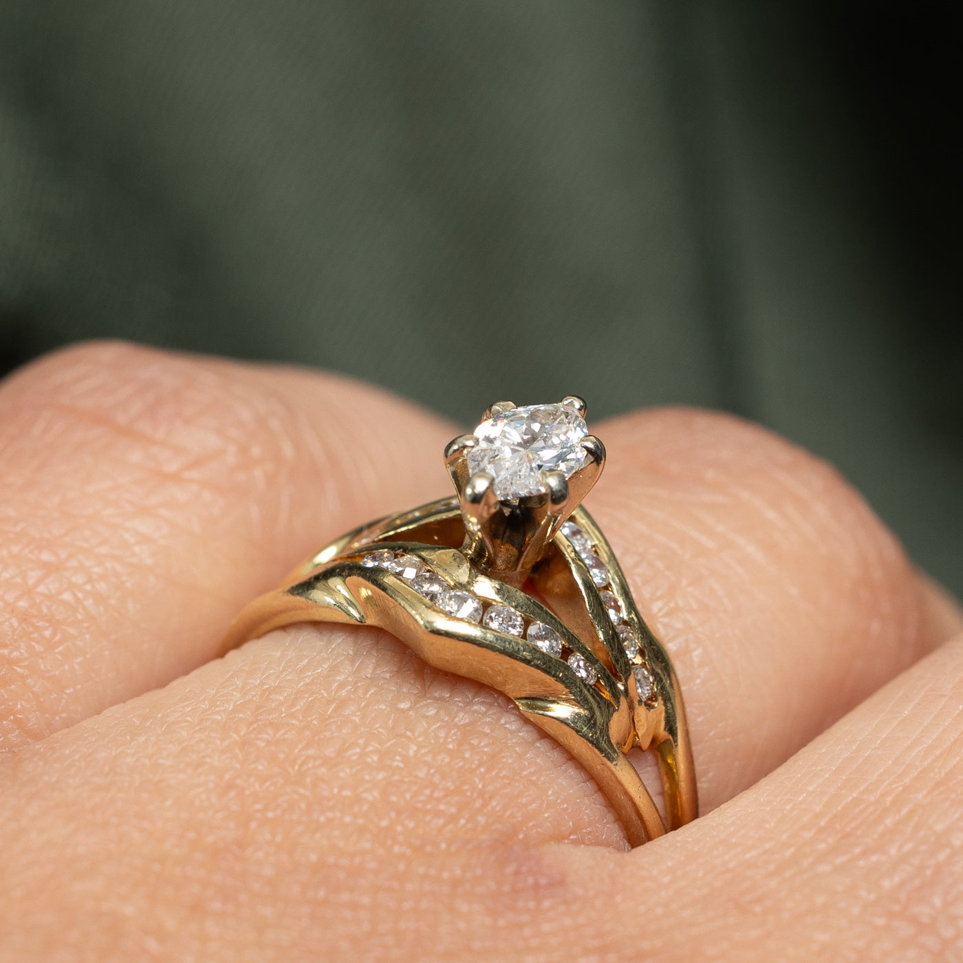 0.30ct Marquise Cut Diamond Tapered Ring for Women | 0.22ctw Side Stones | Size 7 | Wedding, Engagement, Anniversary Gift | Elegant Jewelry for Special Occasions