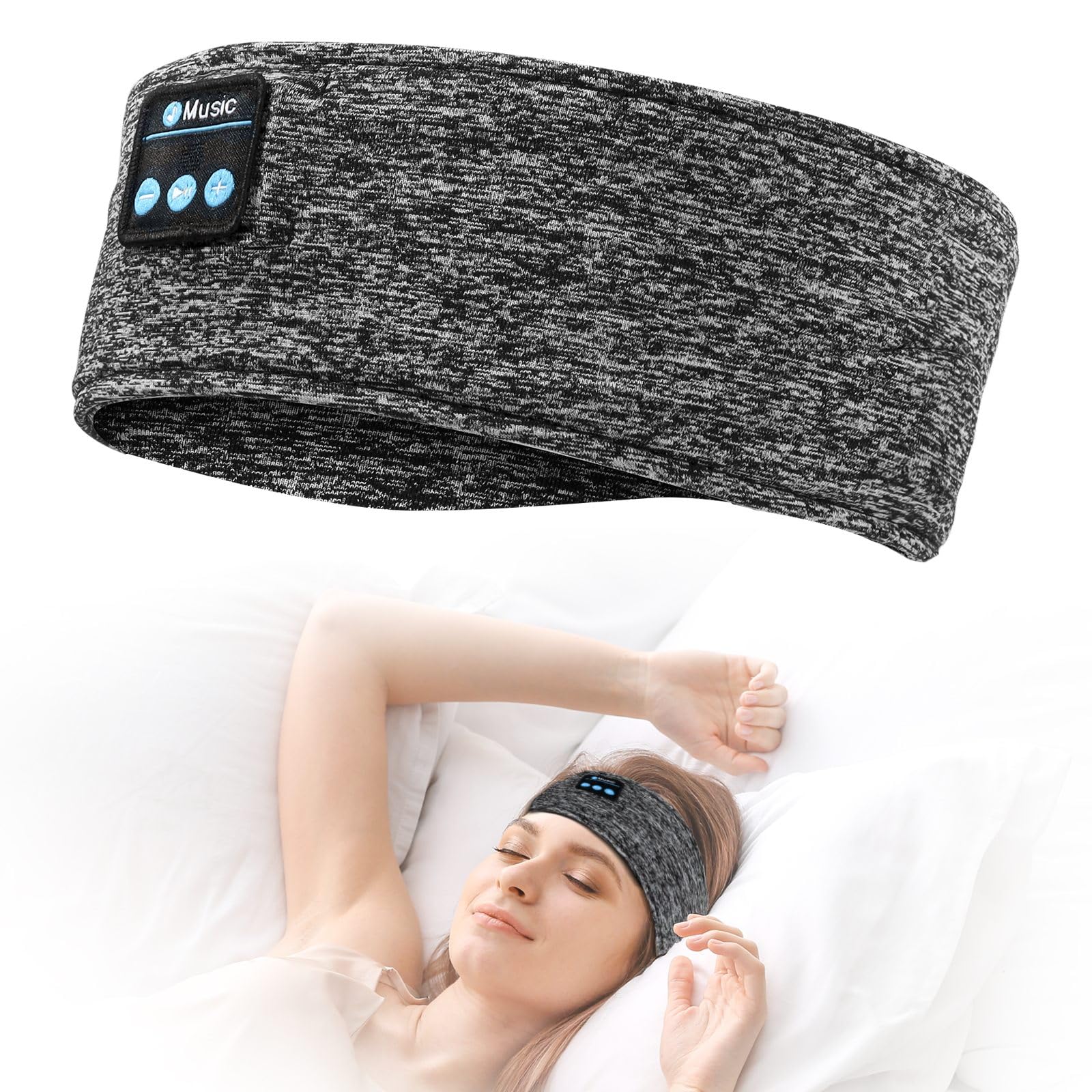 Wireless Bluetooth 5.2 Sleep Headphones Headband with Ultra-Thin HD Stereo Speakers - Comfortable Sports Headband for Sleeping, Workout, Jogging, Yoga, Meditation & Air Travel - Perfect for Night Use, Relaxation and Noise Cancellation