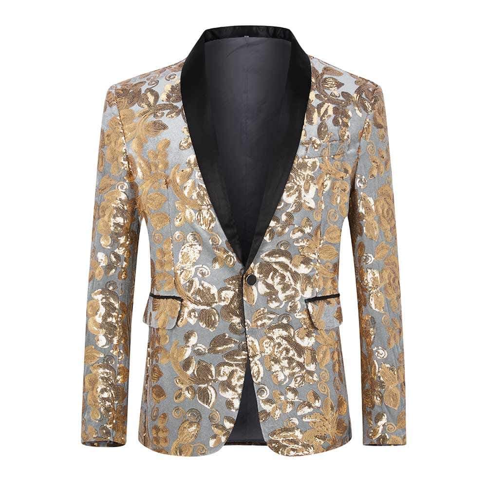 Gold Sequin Blazer for Women - Slim Fit Sparkly Party Jacket for Dance, Club, Prom & Evening Events | Elegant Formal Wear & Stage Performance Outfit