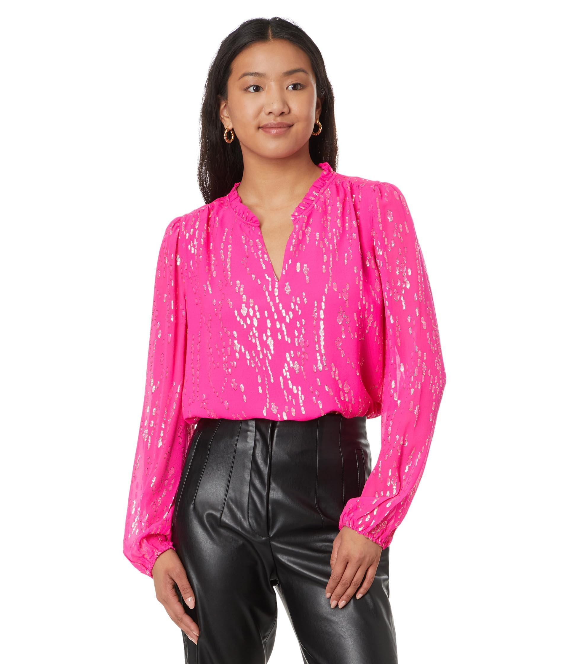 Lilly Pulitzer Women's Giana Long Sleeve Silk Blouse - Elegant Floral Print Silk Top for Work, Party & Special Occasions | Perfect for Office Wear, Date Night & Formal Events