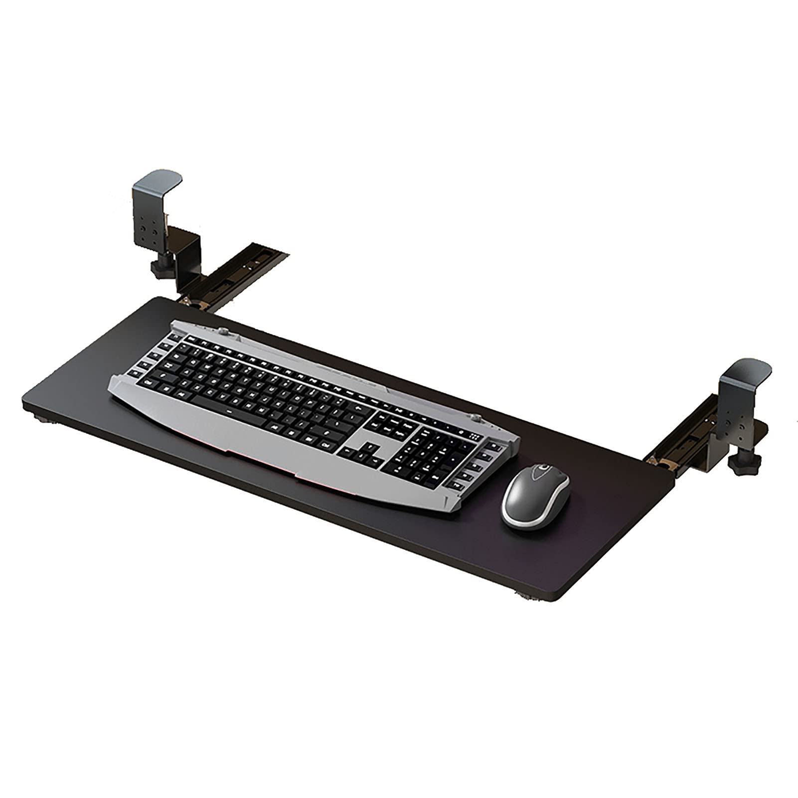 NO&CO Ergonomic Under Desk Keyboard Tray - Slide-Out C-Clamp Mounted Retractable Adjustable Keyboard & Mouse Platform for Extra Workspace - Perfect for Home Office, Gaming & Computer Workstations