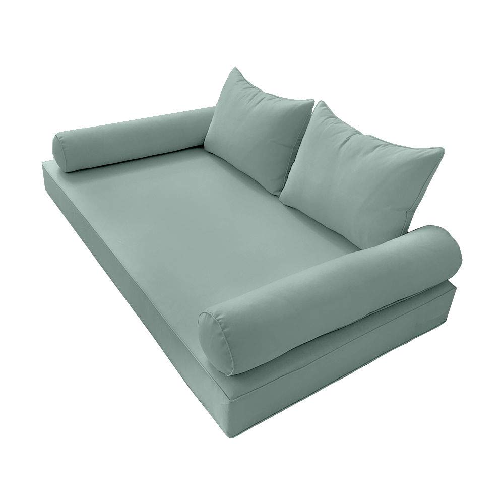 Prolinemax Twin-XL Daybed Mattress Cover with Piped Trim - Outdoor Style Fitted Sheet & Bolster Pillow Set | Perfect for Patio Furniture, Sunroom Daybeds, and Guest Room Decor
