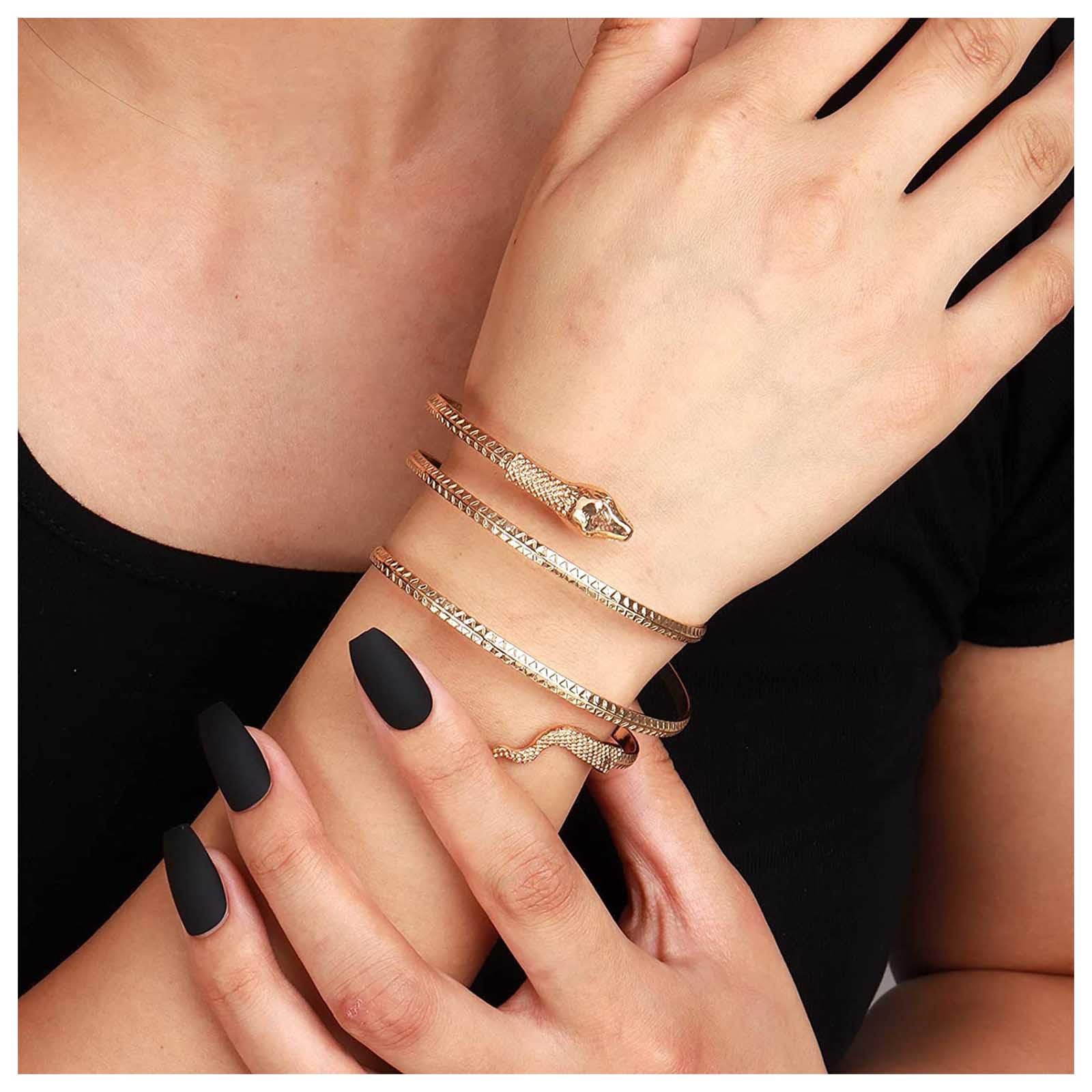 Vintage Punk Snake Bangle Bracelet - Swirl Serpent Arm Cuff for Women | Gothic Jewelry, Boho Armlet, Statement Piece for Parties & Festivals
