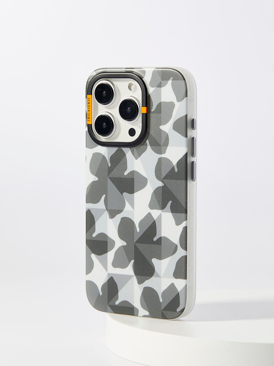 Checkered Blossom Phone Case - Grey | Trendy Protective Cover for iPhone & Samsung | Perfect for Everyday Use, Travel & Gifting
