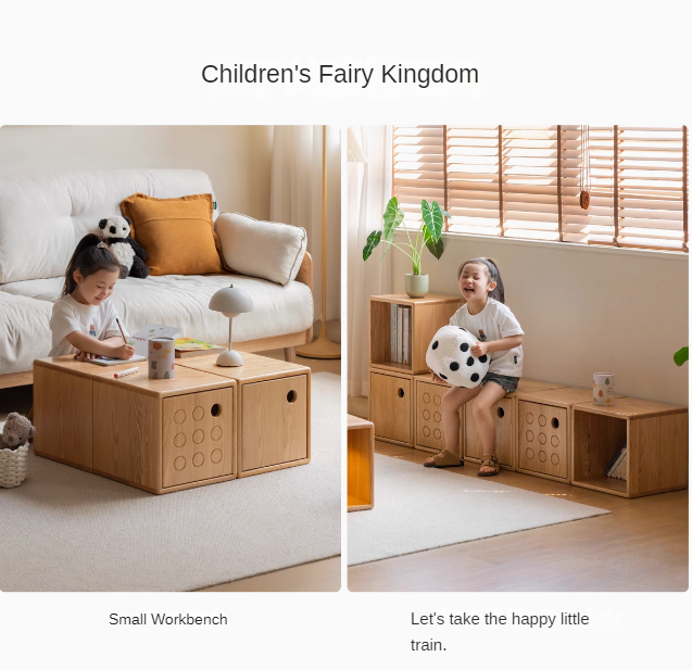 Solid Oak and Cherry Wood Bookshelf - Customizable Free Combination for Home Office, Living Room & Library Storage