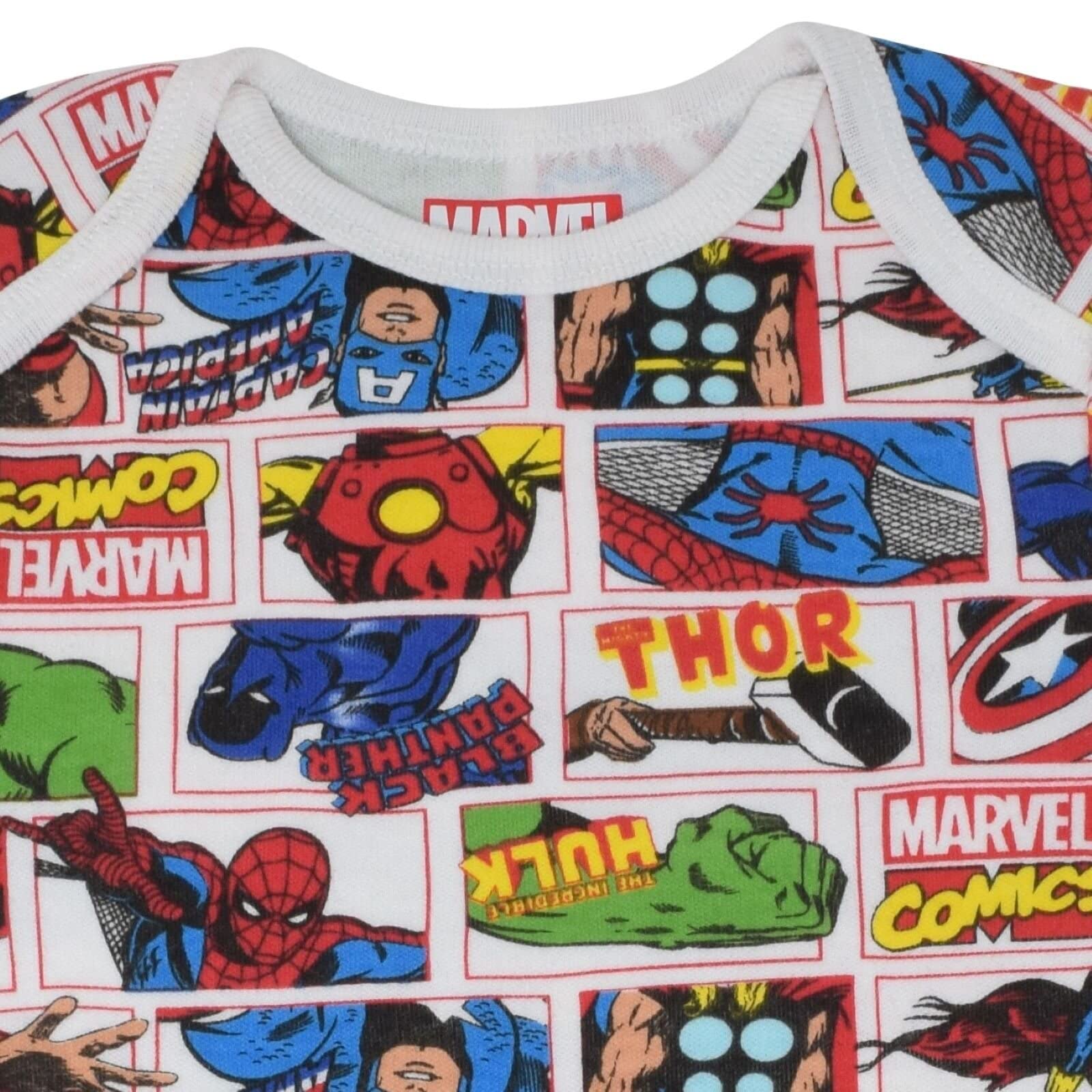 Marvel Avengers Baby Bodysuits 5-Pack - Spider-Man, Iron Man, Hulk & Captain America (Newborn to 12M) | Superhero Costume for Infants | Perfect for Halloween, Birthday Parties & Photo Shoots