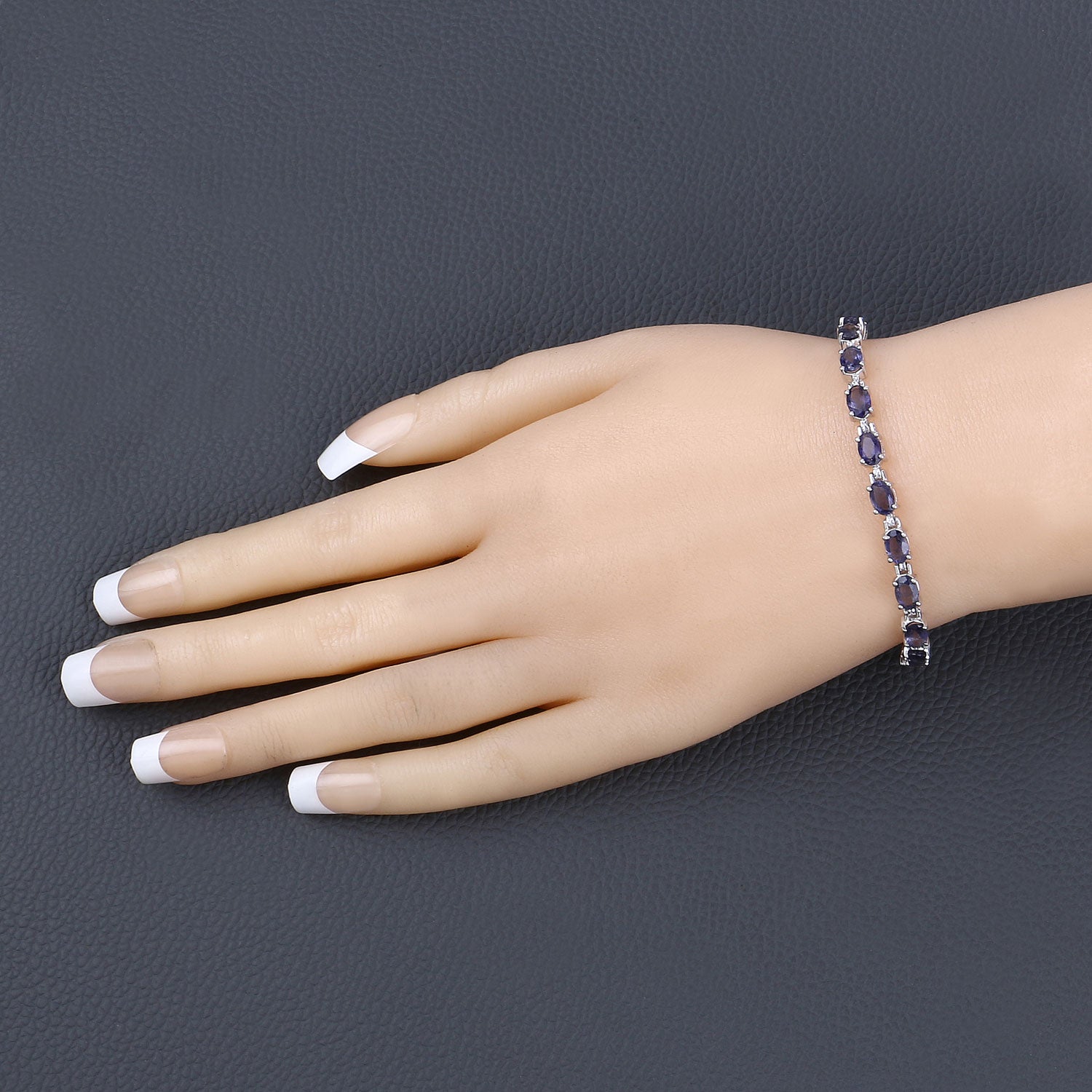Genuine Iolite Silver Tennis Bracelet for Women - Elegant Sterling Silver Jewelry with Natural Iolite Gemstones - Perfect for Weddings, Parties & Everyday Wear