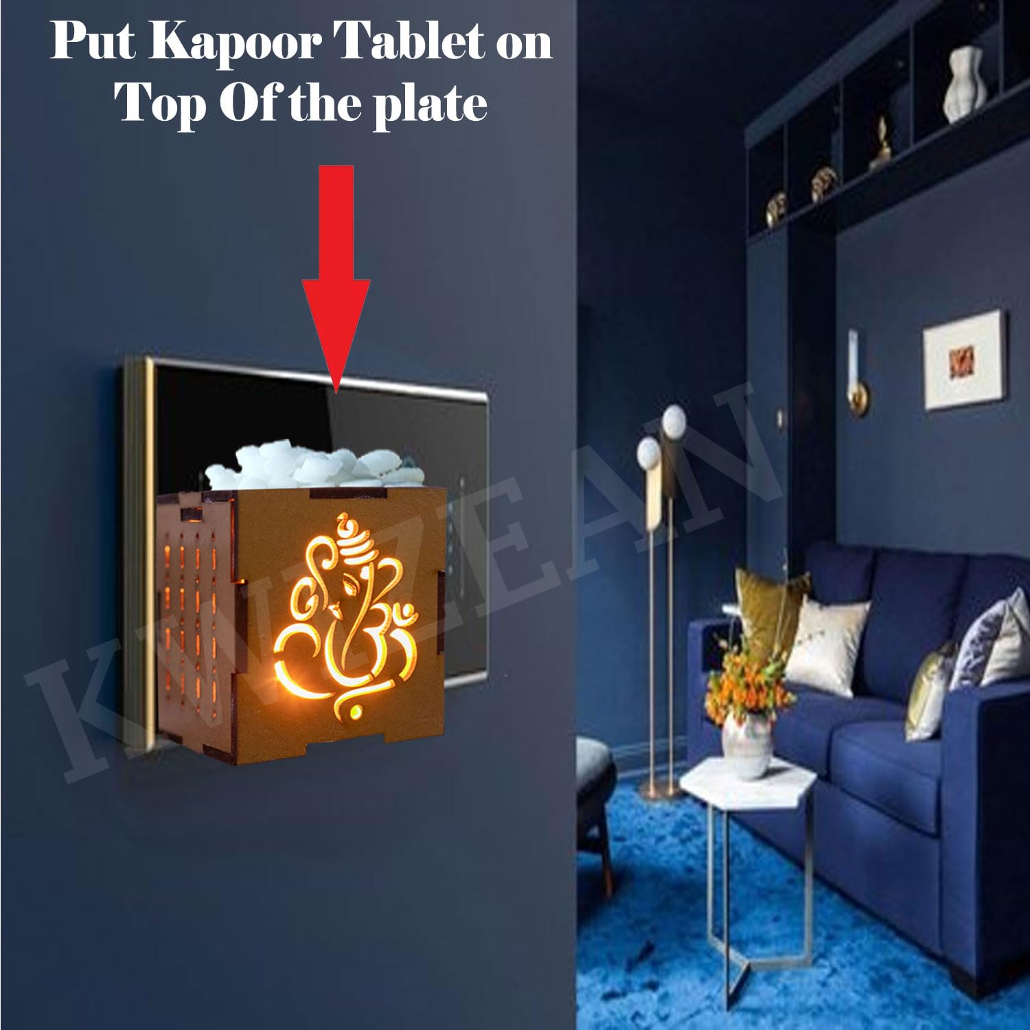 KWIZEAN Electric Camphor Burner Machine - Wooden Karpooram Kapoor Dani Diffuser with Ganesha Design for Home Fragrance & Aromatherapy | Perfect for Meditation, Yoga, and Relaxation Spaces