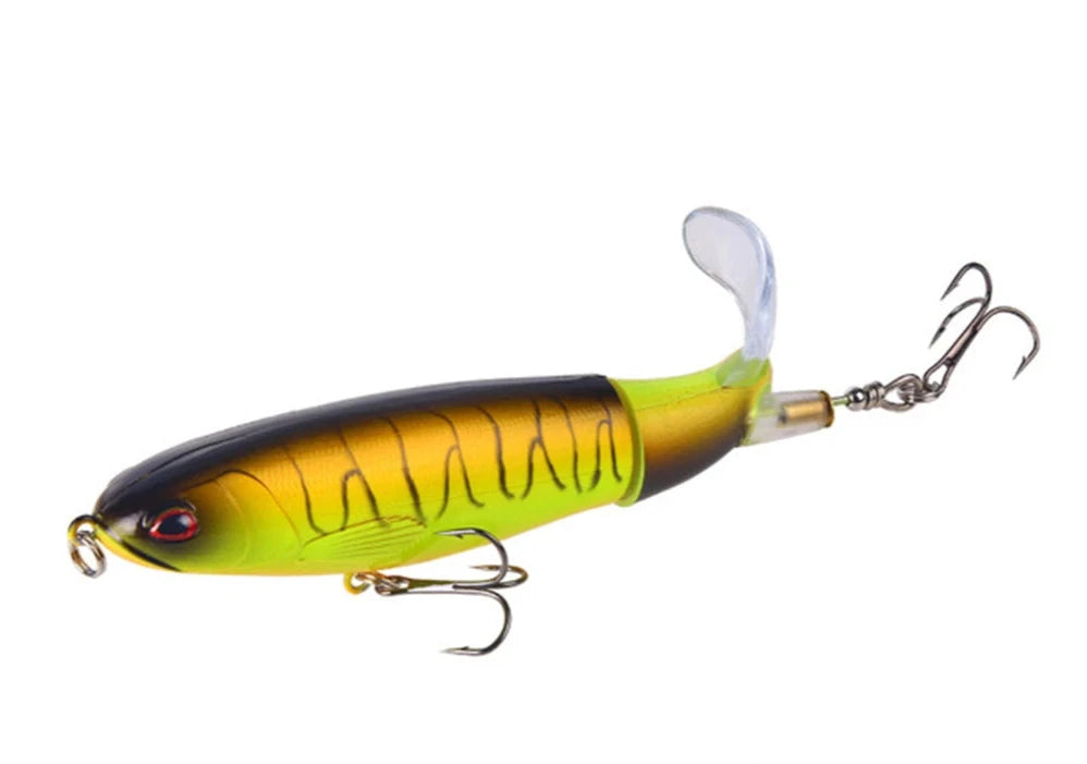 Whopper Popper Fishing Lure - Soft Rotating Tail Artificial Bait for Bass, Trout & Pike - Topwater Fishing Lures for Freshwater & Saltwater
