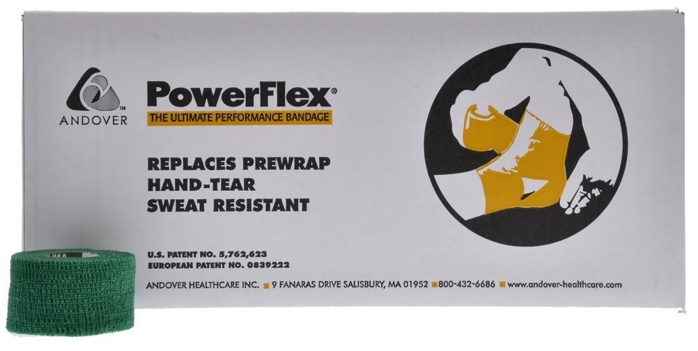 Powerflex 1.5 Inch Stretch Athletic Tape - Premium Sports Tape for Ankle Wrist & Knee Support - 1 Roll Green Elastic Kinesiology Tape for Athletes & Physical Therapy - Ideal for Running, Basketball & Injury Recovery