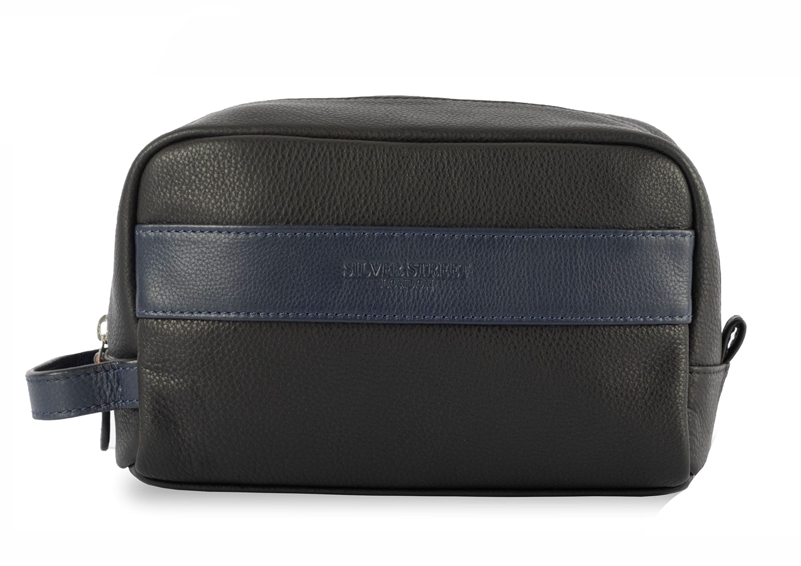 Premium Walter Leather Toiletry Bag for Men & Women - Waterproof Travel Cosmetic Organizer with Interior Pockets - Ideal for Gym, Business Trips & Vacation (Blue)