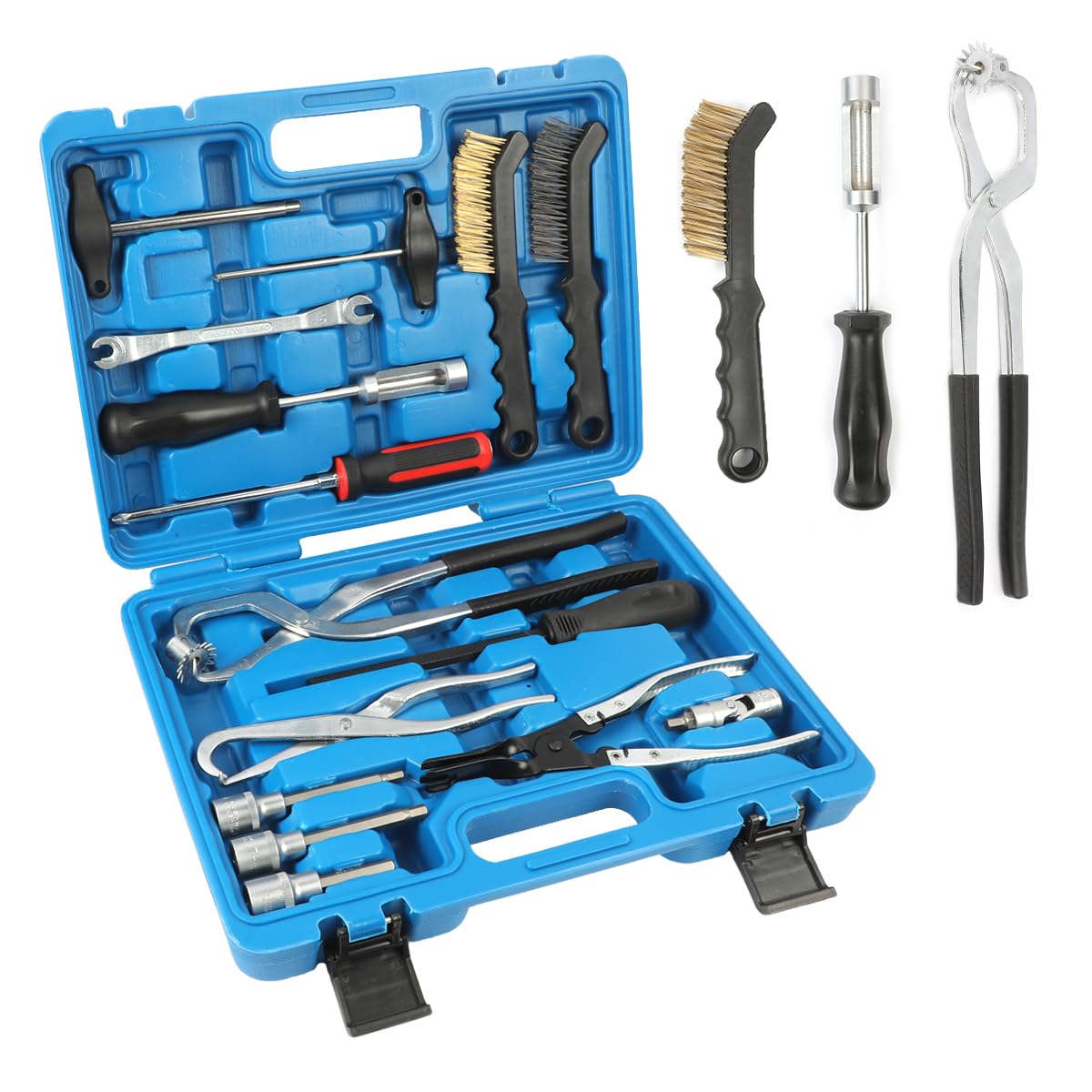 15-Piece Drum & Disc Brake Tool Kit - Labor-Saving Brake Spring Tool, Anti-Rust Brake Installer Remover & Adjusting Tool with Spring Pliers, Compressor & Puller - Perfect for DIY Car Repairs & Professional Auto Maintenance