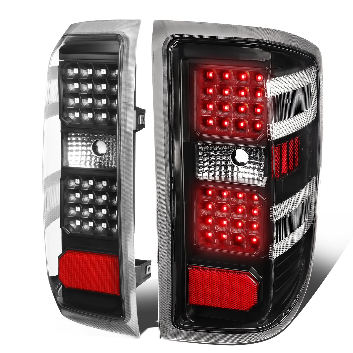 Auto Dynasty LED Tail Lights for 2014-2019 Chevy Silverado 1500/2500HD/3500HD - Black Housing Clear Lens Brake & Reverse Lamps (Pair) - Perfect for Night Driving & Enhanced Vehicle Safety